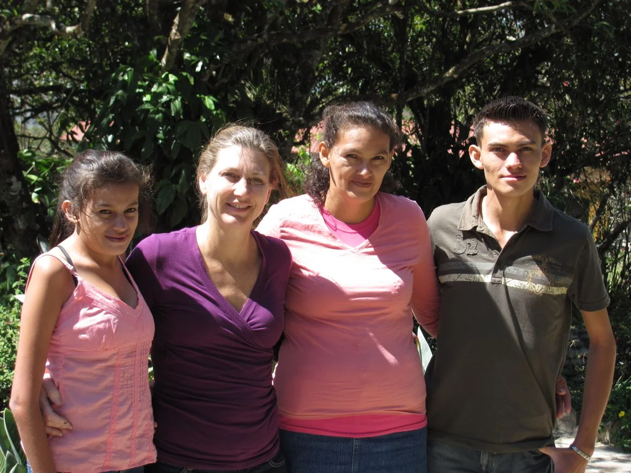 Julie Lawson w/ Maria and Denia our jewelry making team from Choluteca, Honduras L to R Denia, Julie, Maria and Alexander
