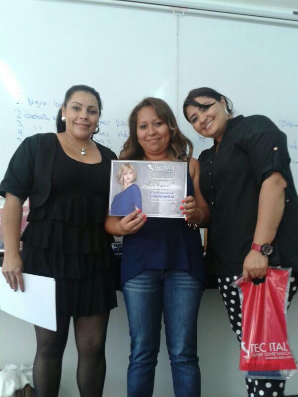  graduating top of her class at TECH Italy continuing education advance color course 2014 