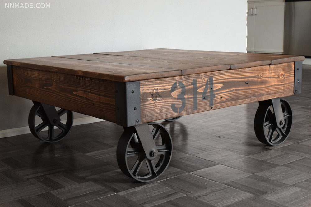 Factory Cart Coffee Table Nn Made, Rustic Factory Cart Coffee Table