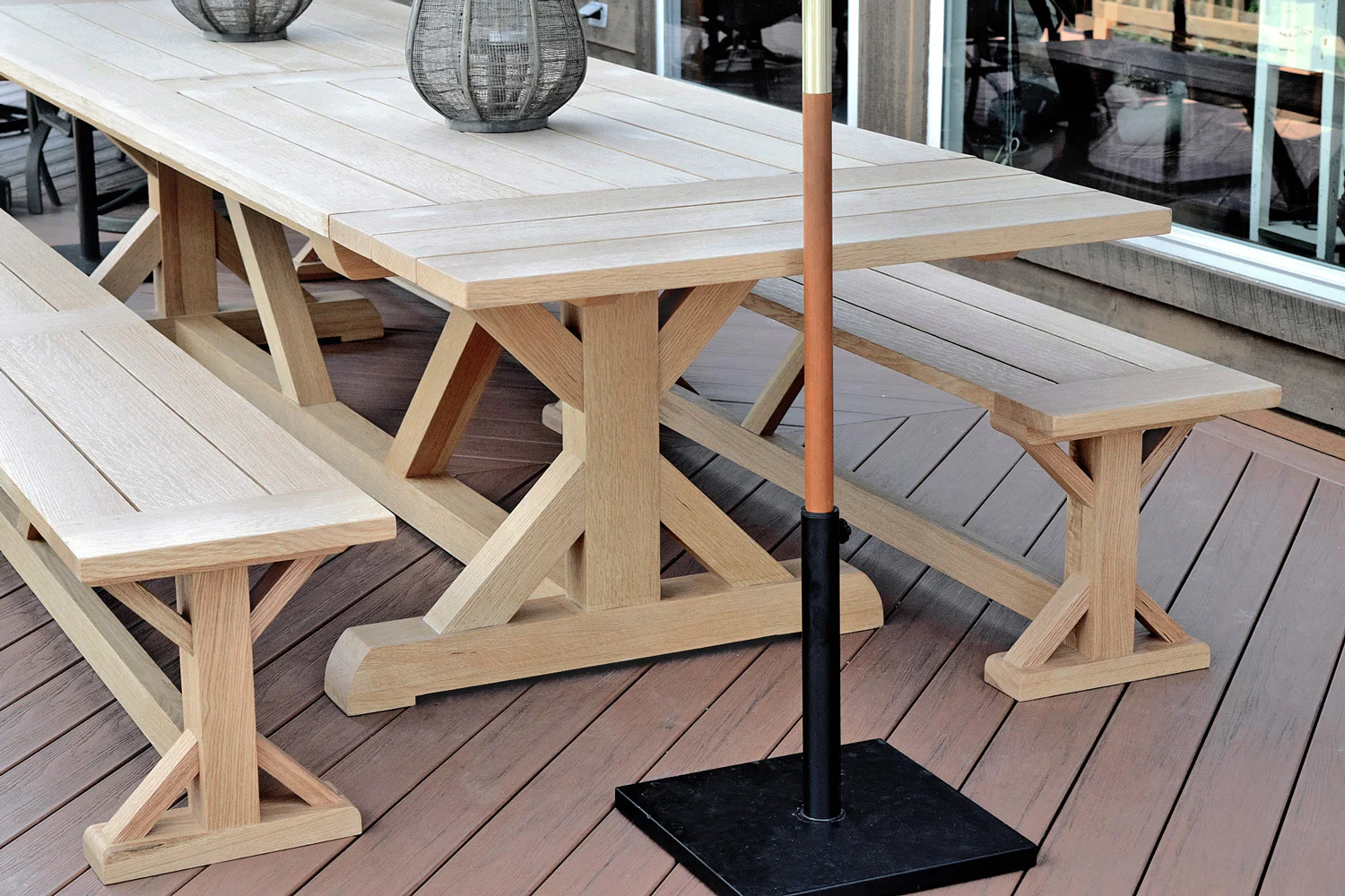 Outdoor Trestle X Table and Benches
