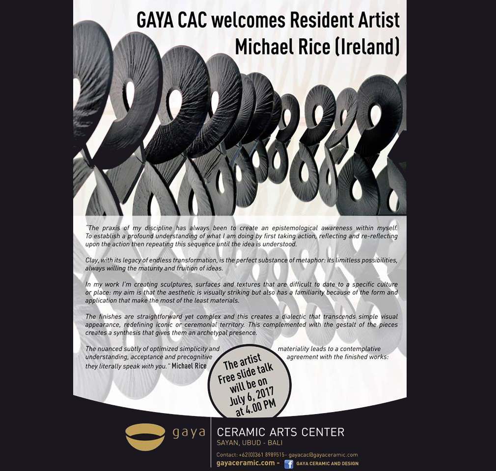  Resident Artist talk at GAYA in Ubud Bali July &amp; August 2017 