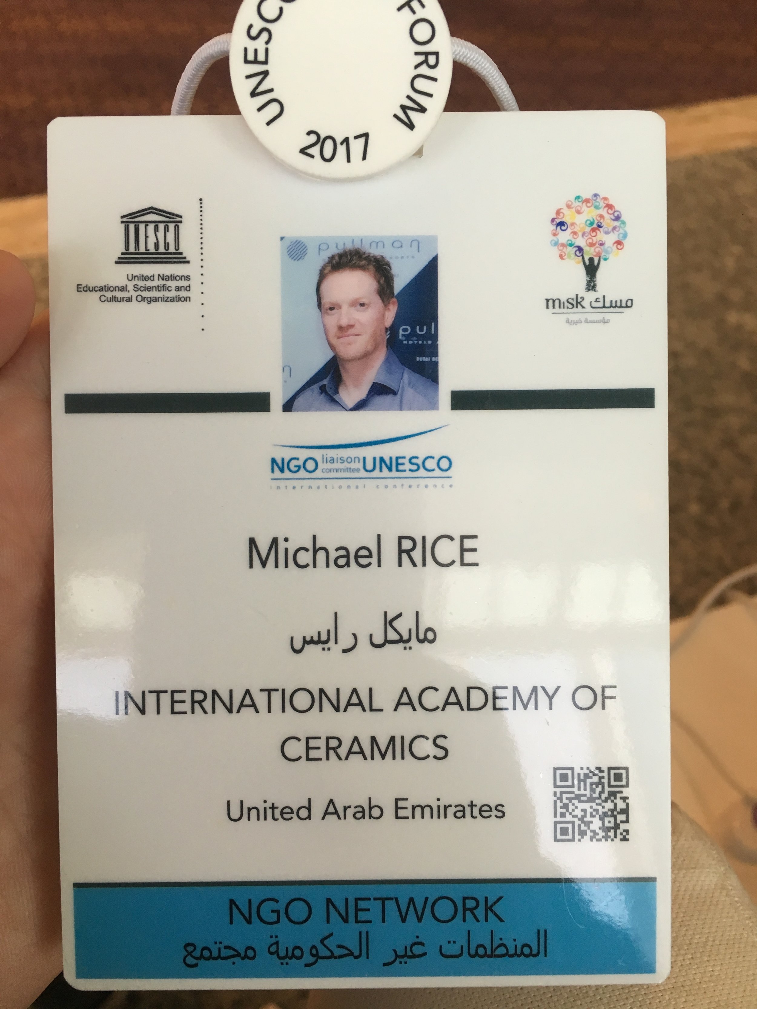  Attended the first NGO Forum in Saudi Arabia as representative of the International Academy of Ceramics in May 2017 