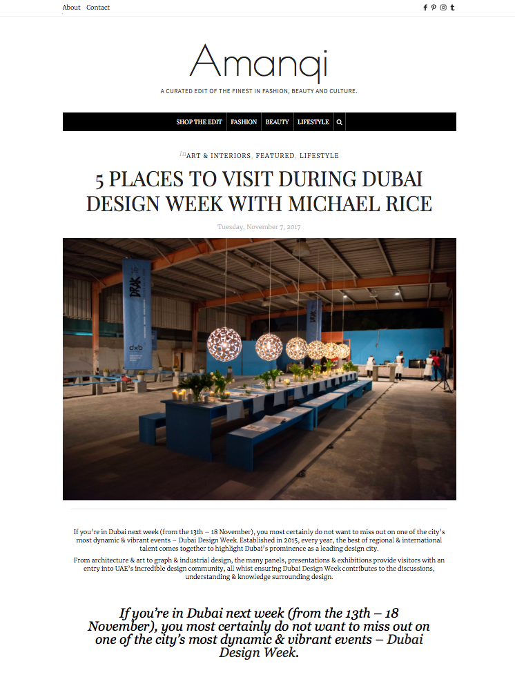  My top 5 visits for Dubai Design Week 2017 thanks to:  http://theamanqiedit.com/ 