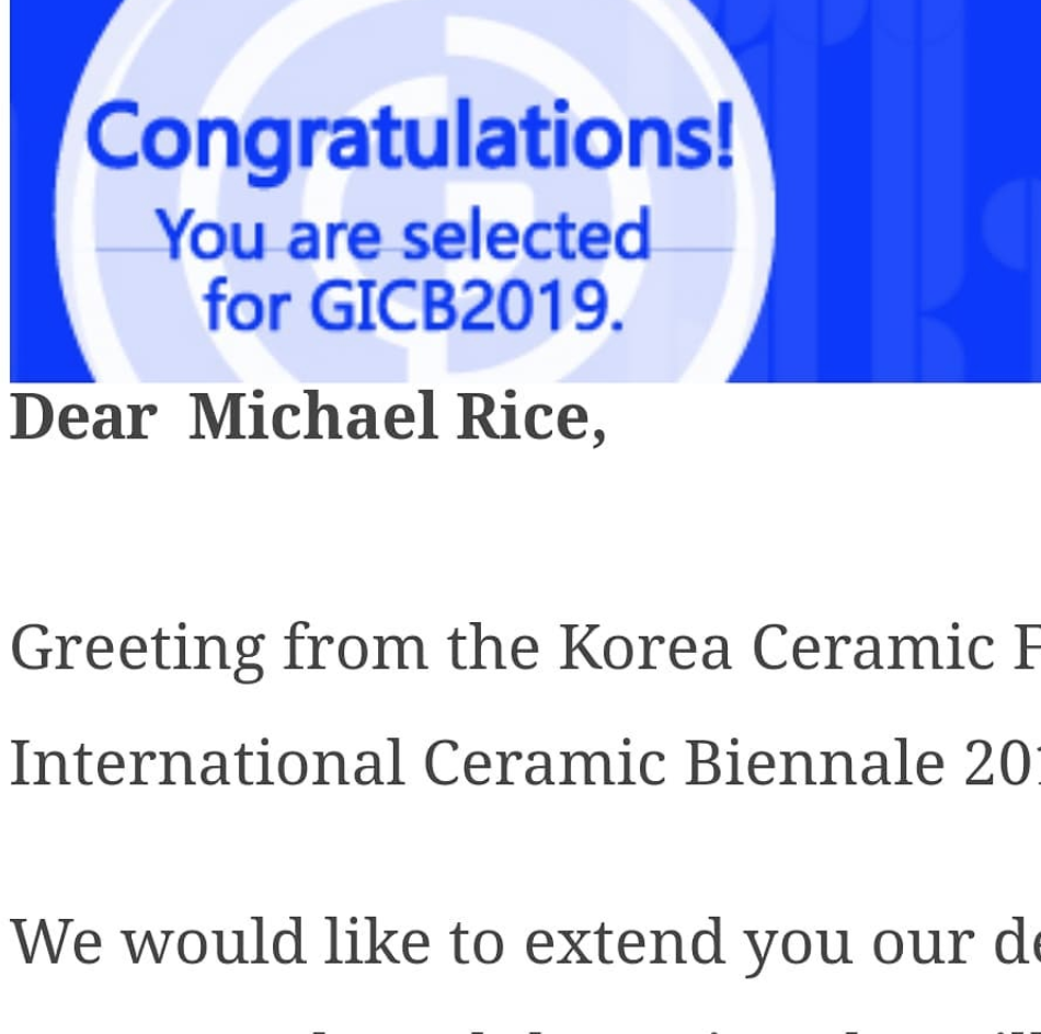  Selected for the 2019 Korean Ceramic Biennale  
