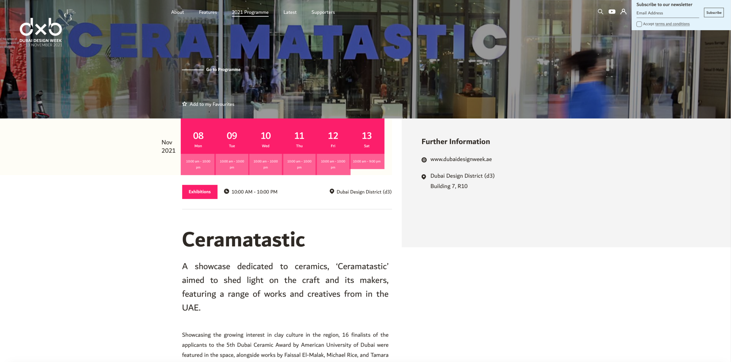  I was selected to be one of the exhibitors in the ‘Ceramatastic’ exhibition at Dubai Design Week 2021.  https://www.dubaidesignweek.ae/programme/2021/ceramatastic/ 