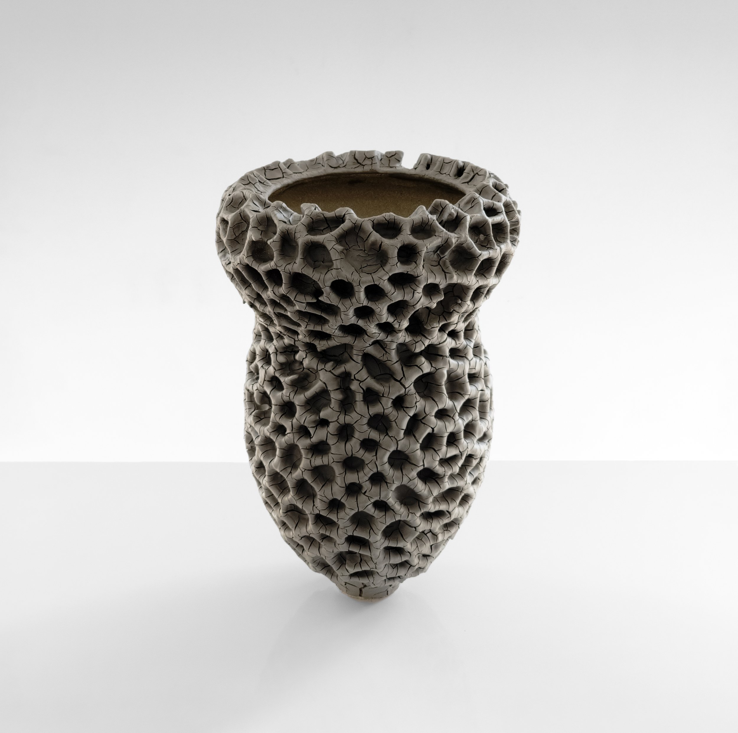  Grey Coral Vessel, Stoneware and Porcelain, 2024 