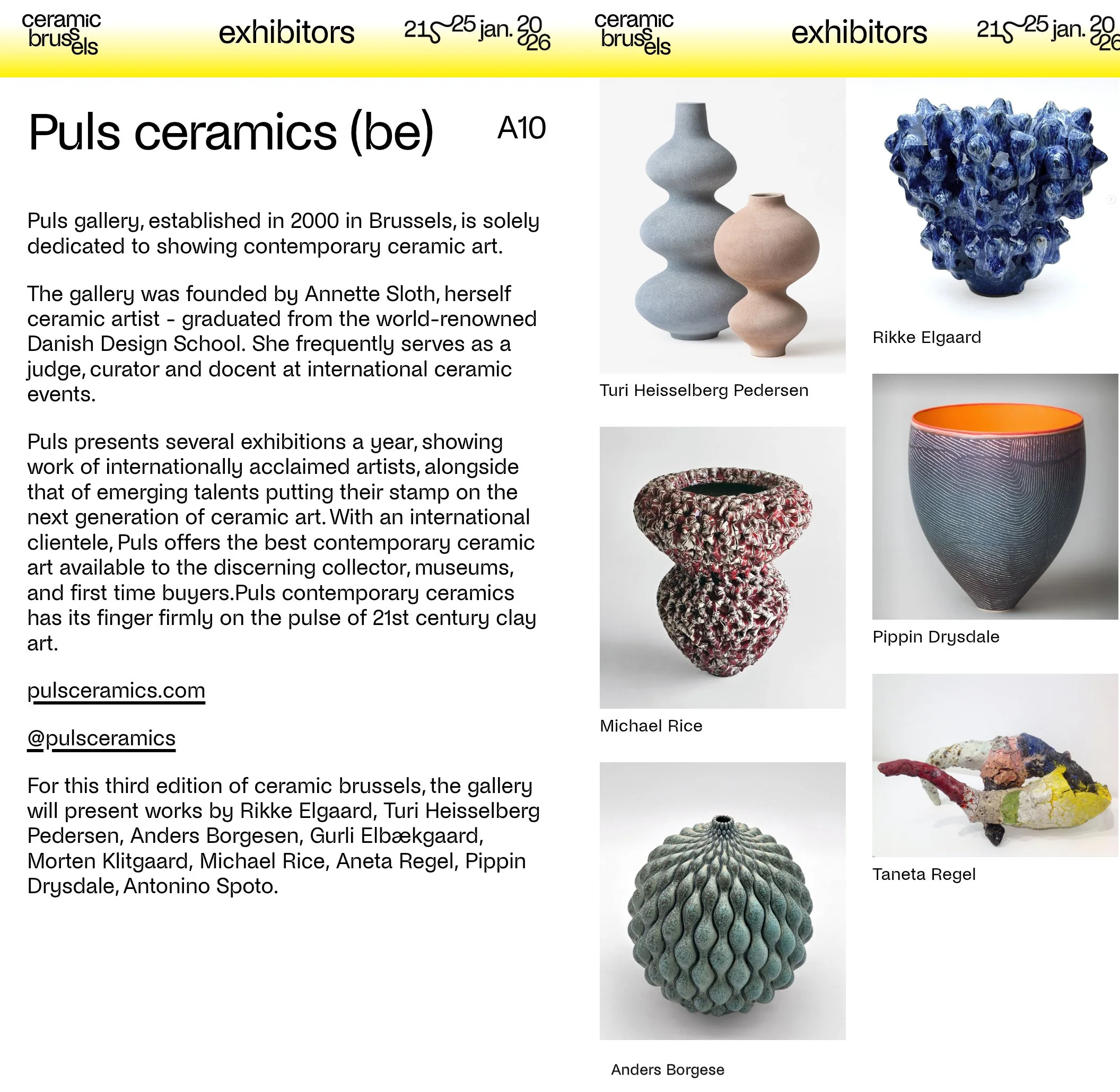  So happy to be exhibiting with Puls gallery at Ceramics Brussels this jan ! 