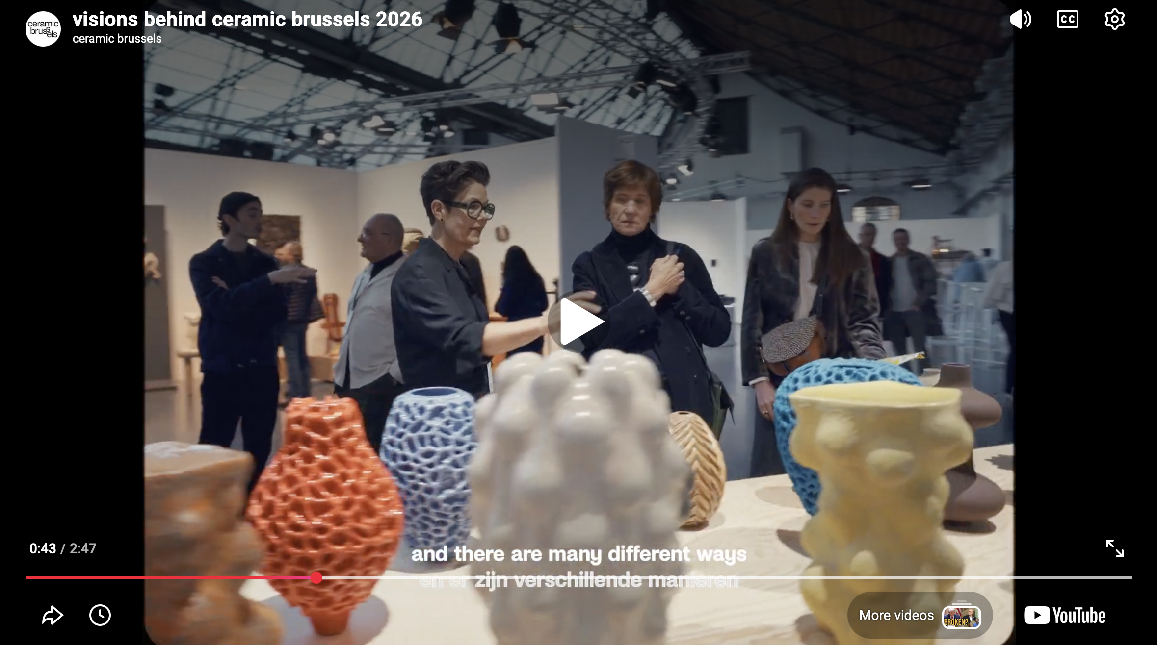  Thrilled to see my works features in the Ceramics Brussels Film “Visions Behind Ceramics Brussels 26.   https://www.youtube.com/watch?v=IyklMBqj4L4&amp;t=43s  