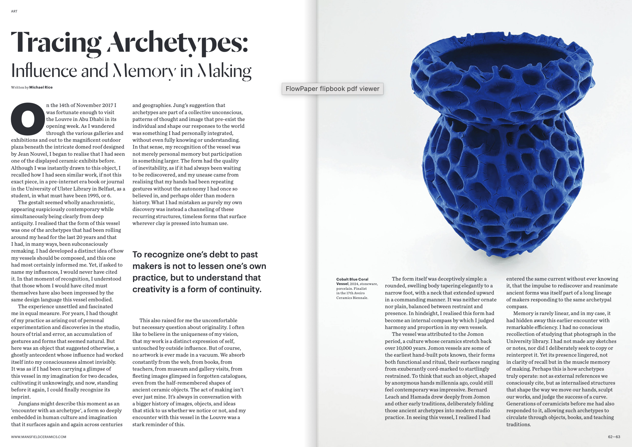  Really happy to be featured in the new ‘Ceramics, Art and Perception” , issue 126 :) 