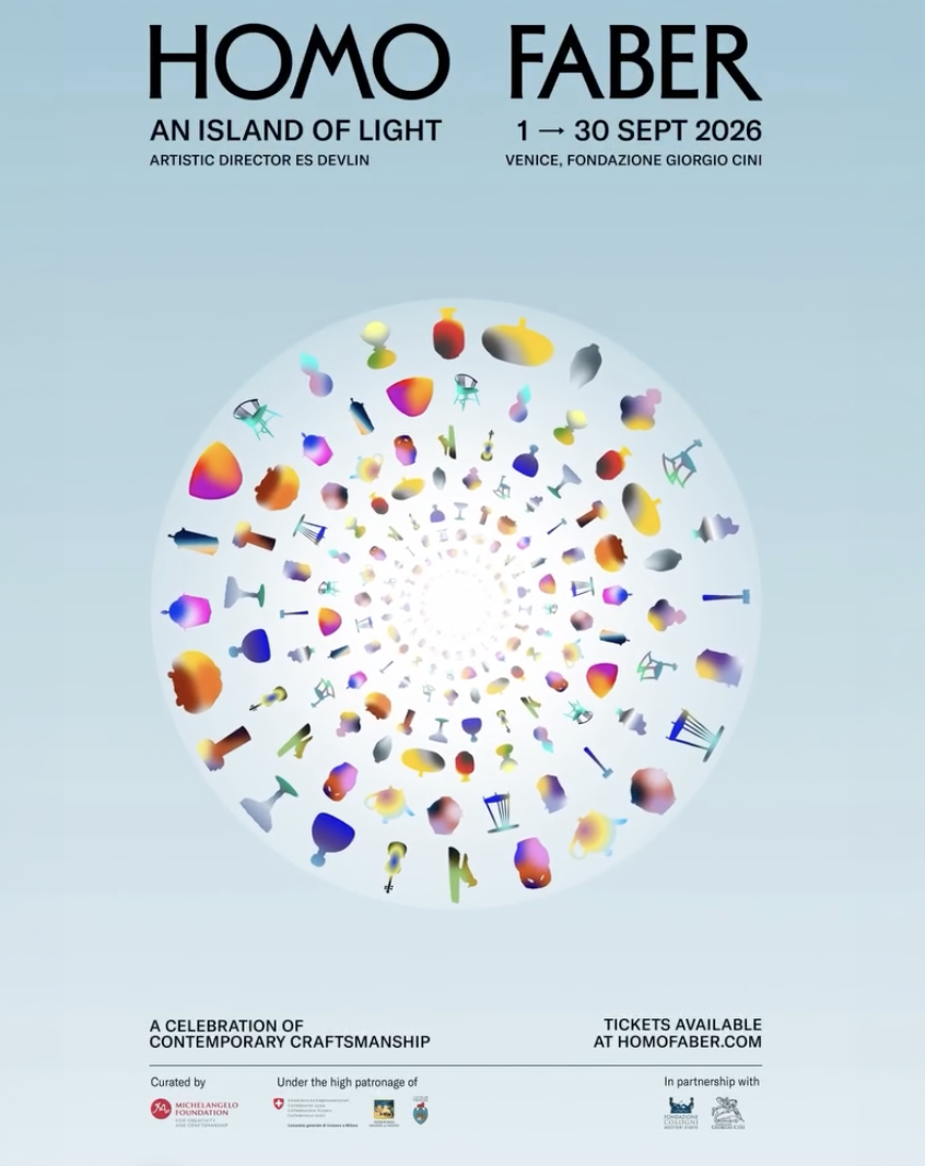  Homo Faber 2026: An Island of Light -  The international celebration of craft curated by homofaber is back in Venice this September! Inspired by the archipelago of the Venetian lagoon, British artist Es Devlin invites visitors to explore a narrative