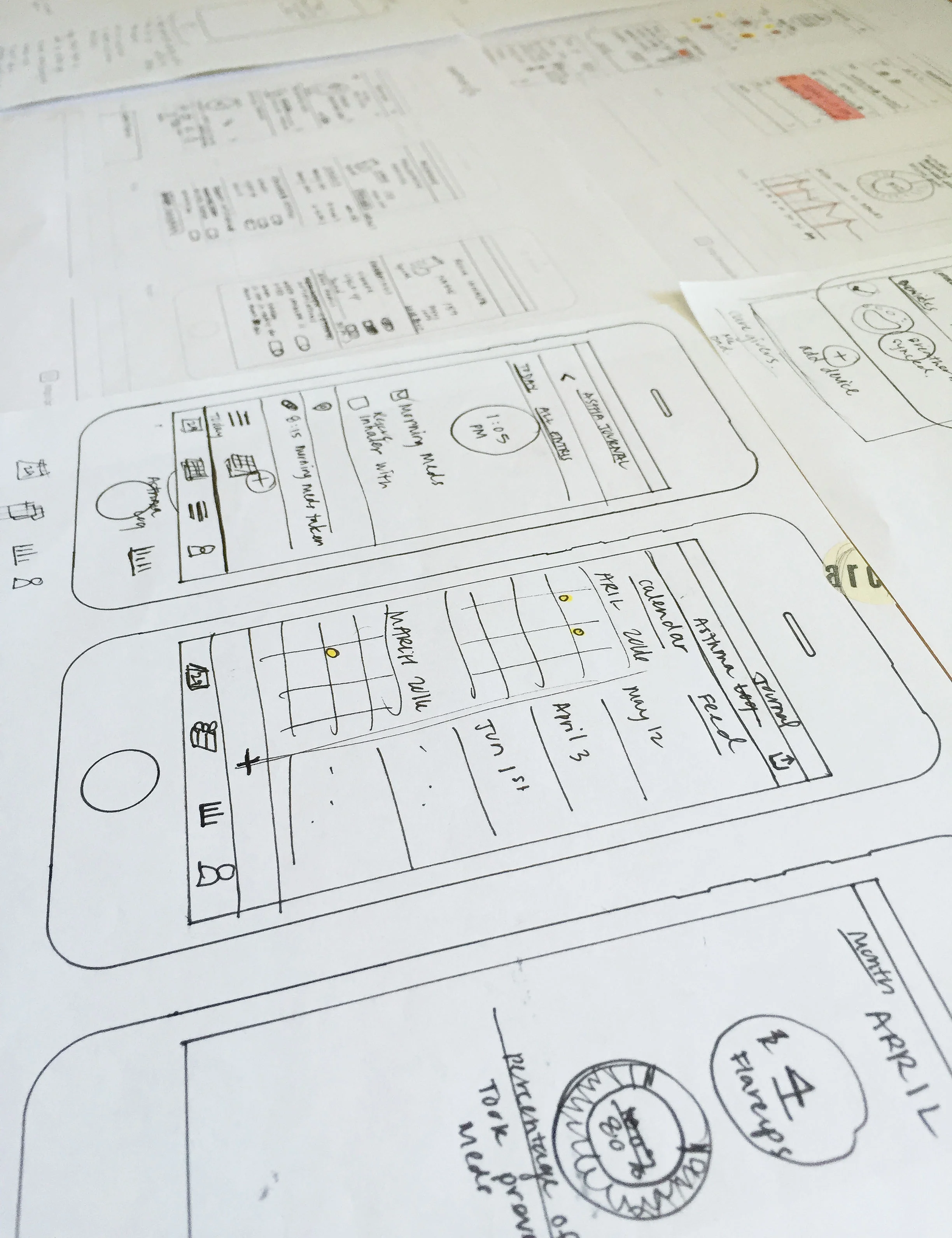 SKETCHING: I used sketching to test out different layouts for a mobile application, which helped me to narrow down the functional elements essential a minimum viable product