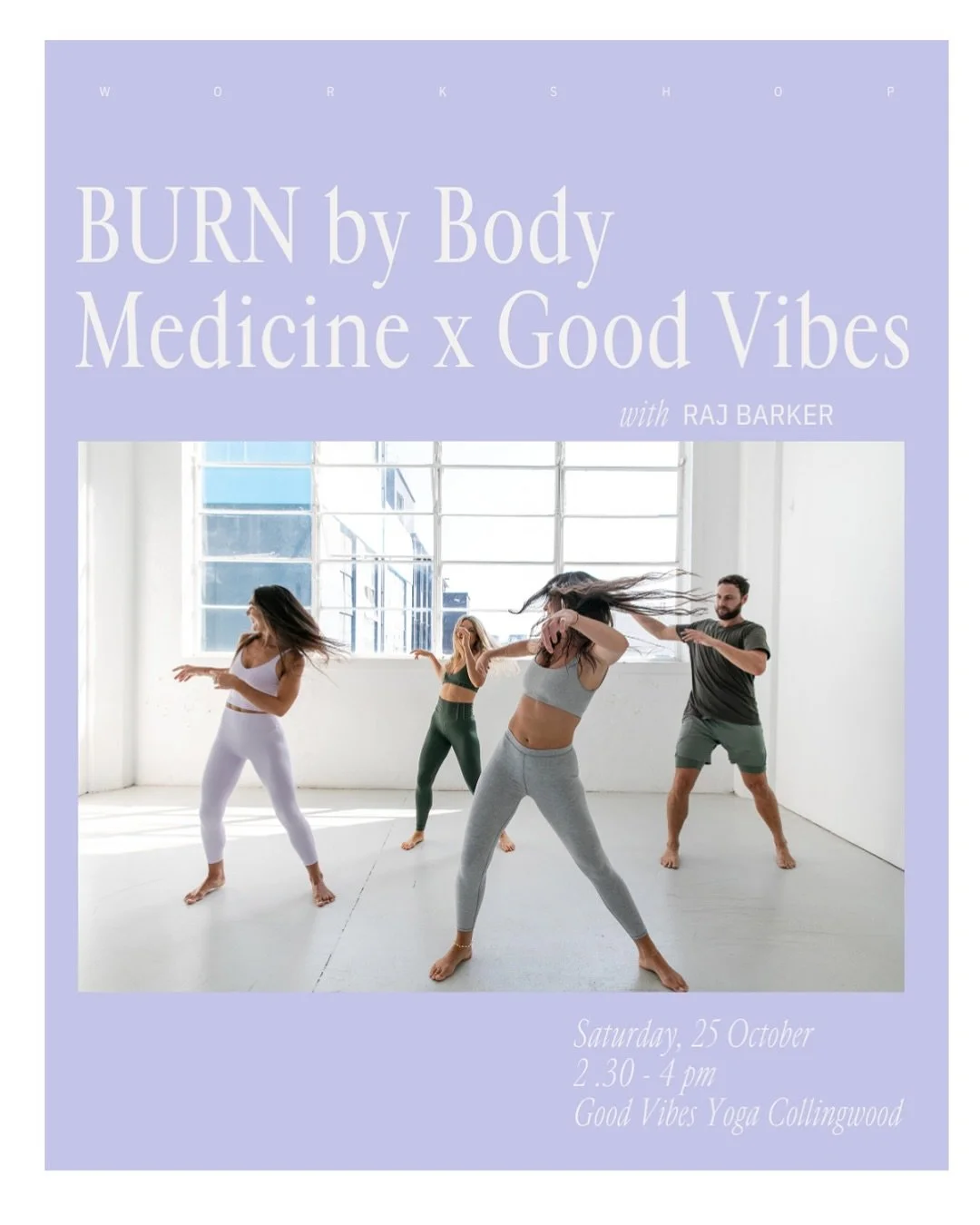 We are thrilled to welcome Raj Barker, former teacher to NYC&rsquo;s The Class, for BURN by Body Medicine - a unique somatic movement method fusing yoga, mat Pilates, breath awareness and cardio. Join us on October 25 for a music driven experience wh