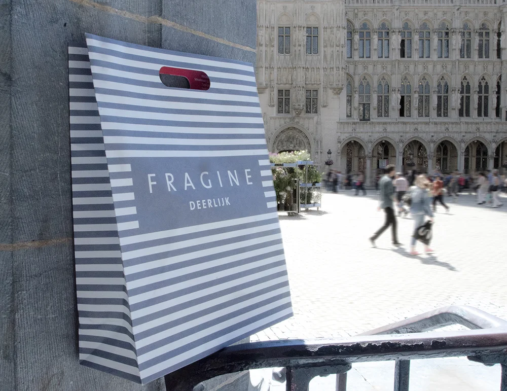 c-bags bedrukte draagtassenvoor Fragine Deerlijk // multi cycli ecologische draagtas // kraft papier // scherpe prijs!