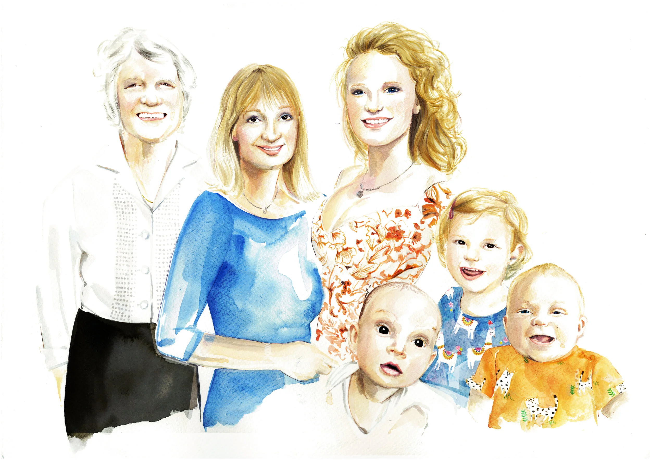 Watercolour illustration family portrait