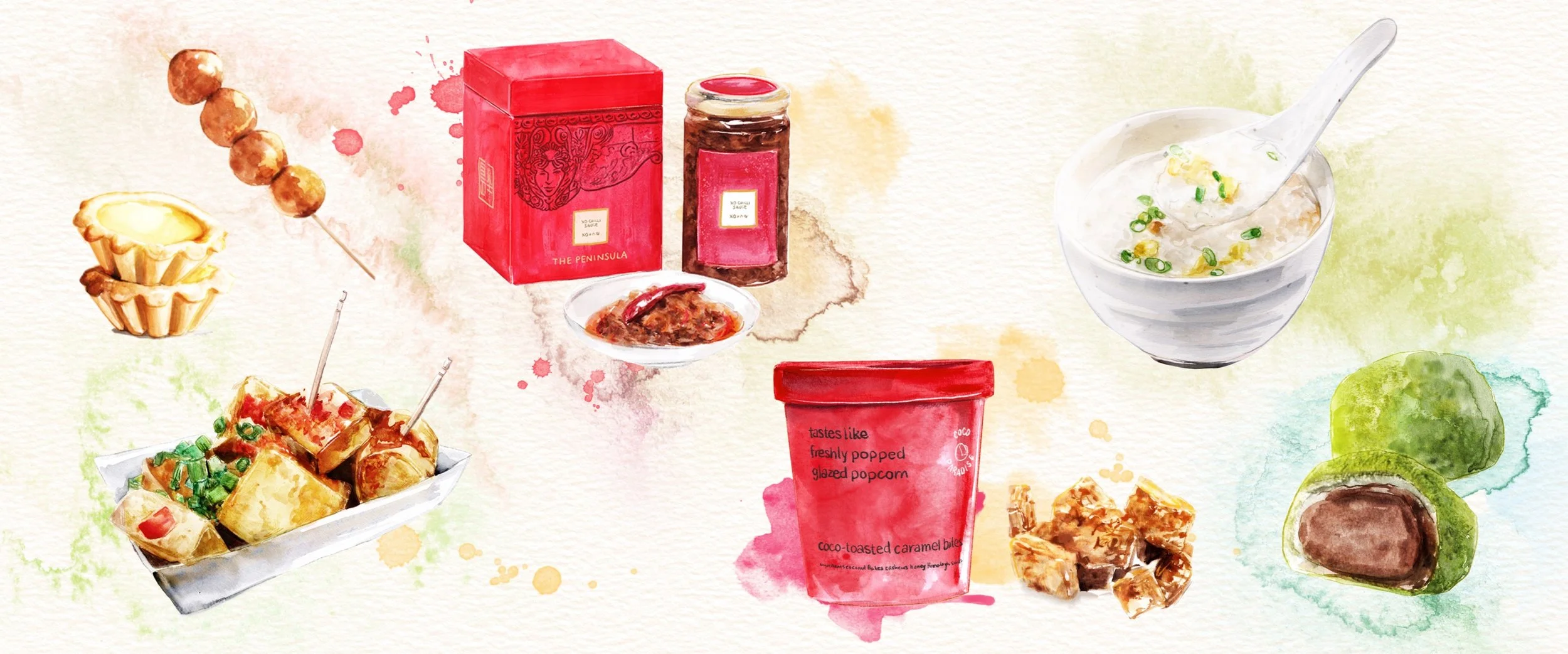 watercolour food illustration hong kong
