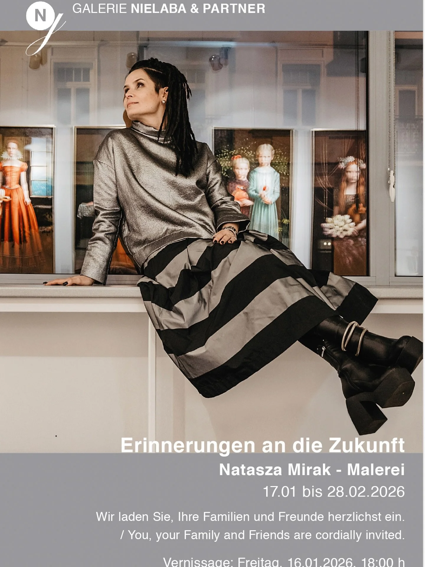 Wir laden Sie sehr herzlich zur Vernissage ein, die in Anwesenheit der K&uuml;nstlerin am Freitag, den 16.Januar 2026, um 18:00 Uhr statt findet.
Galerie Nielaba &amp; Partner
Enggisteinsttasse 77 in 3076 Worb 
#exhibition #oilpainting #natasza #mira