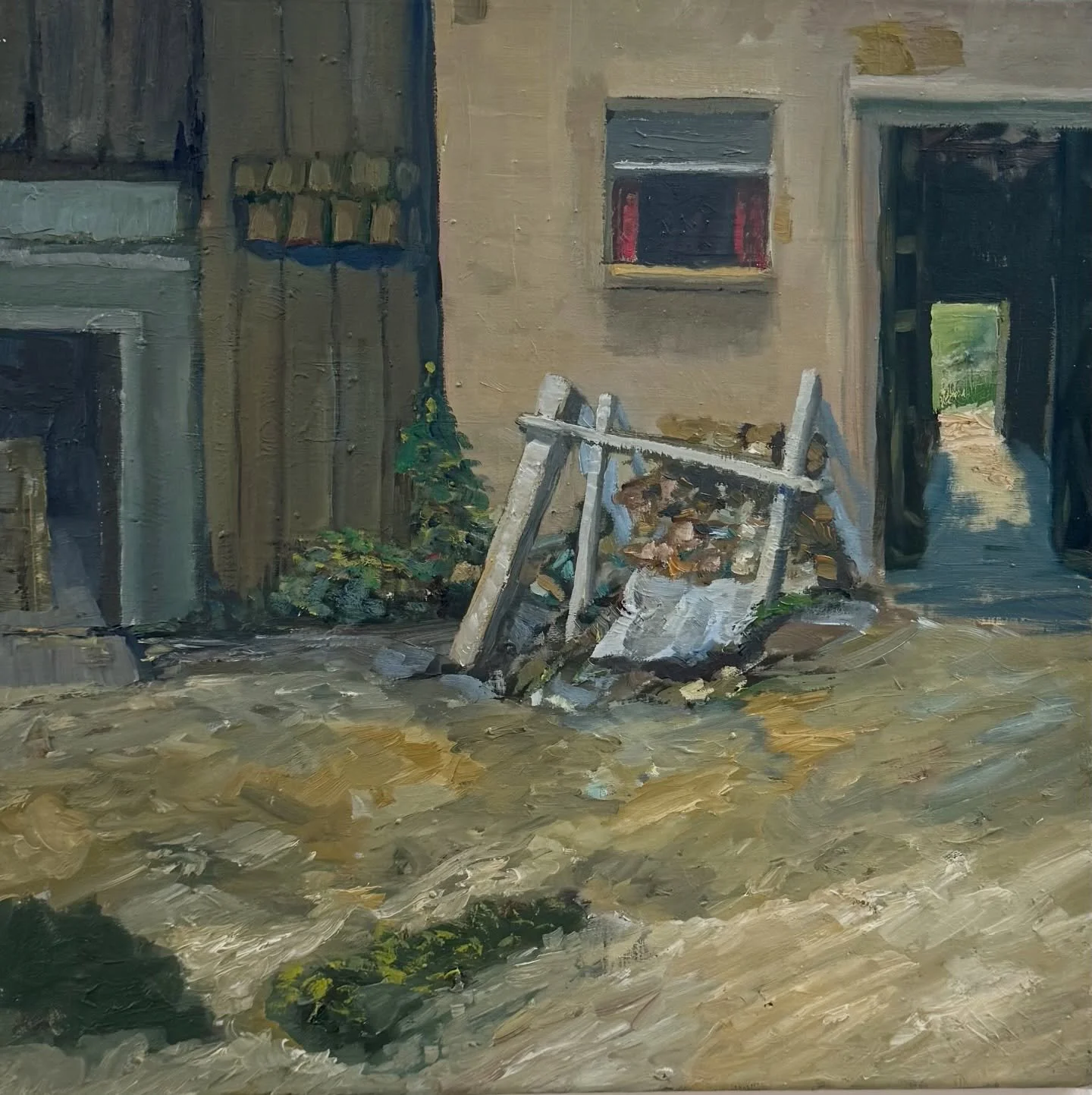 Boris Billaud - &bdquo;Dorfchronik II&ldquo;, heute Donnerstag, 30.04.26, 16-19h, Finissage. @billaudkm #village #oilpainting #landscape #worb #switzerland