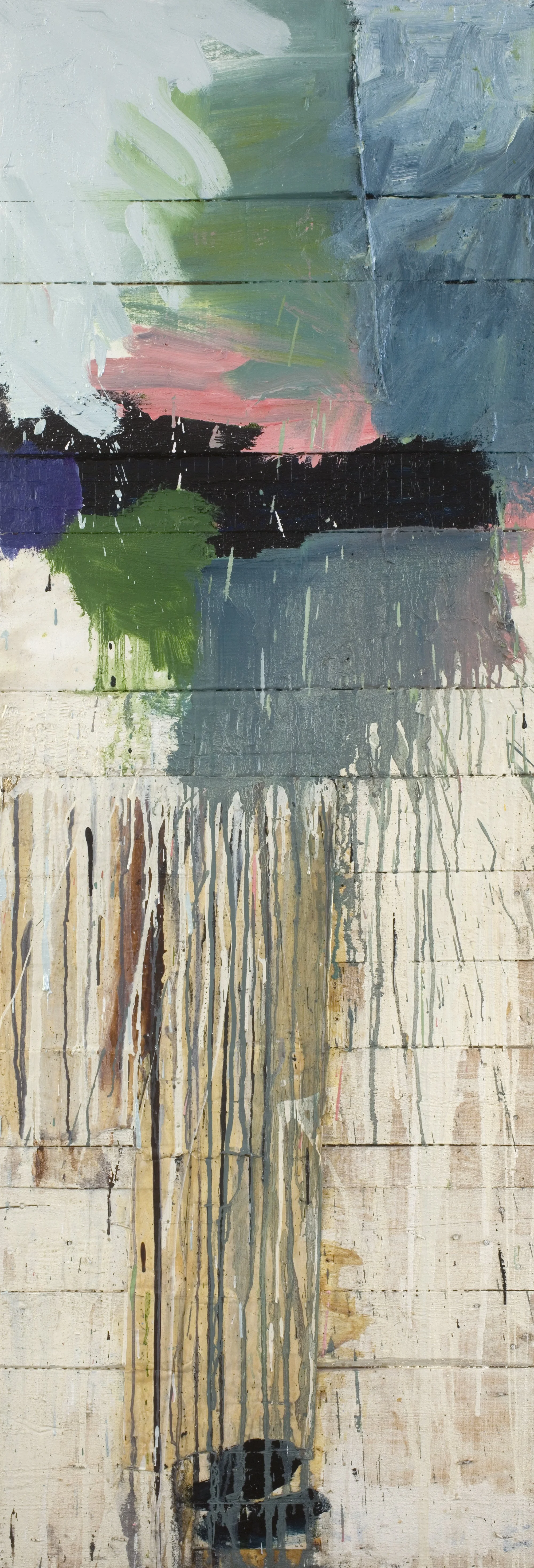 Bluebird, 172x59cms, oil and paper on wood, 1999-2020