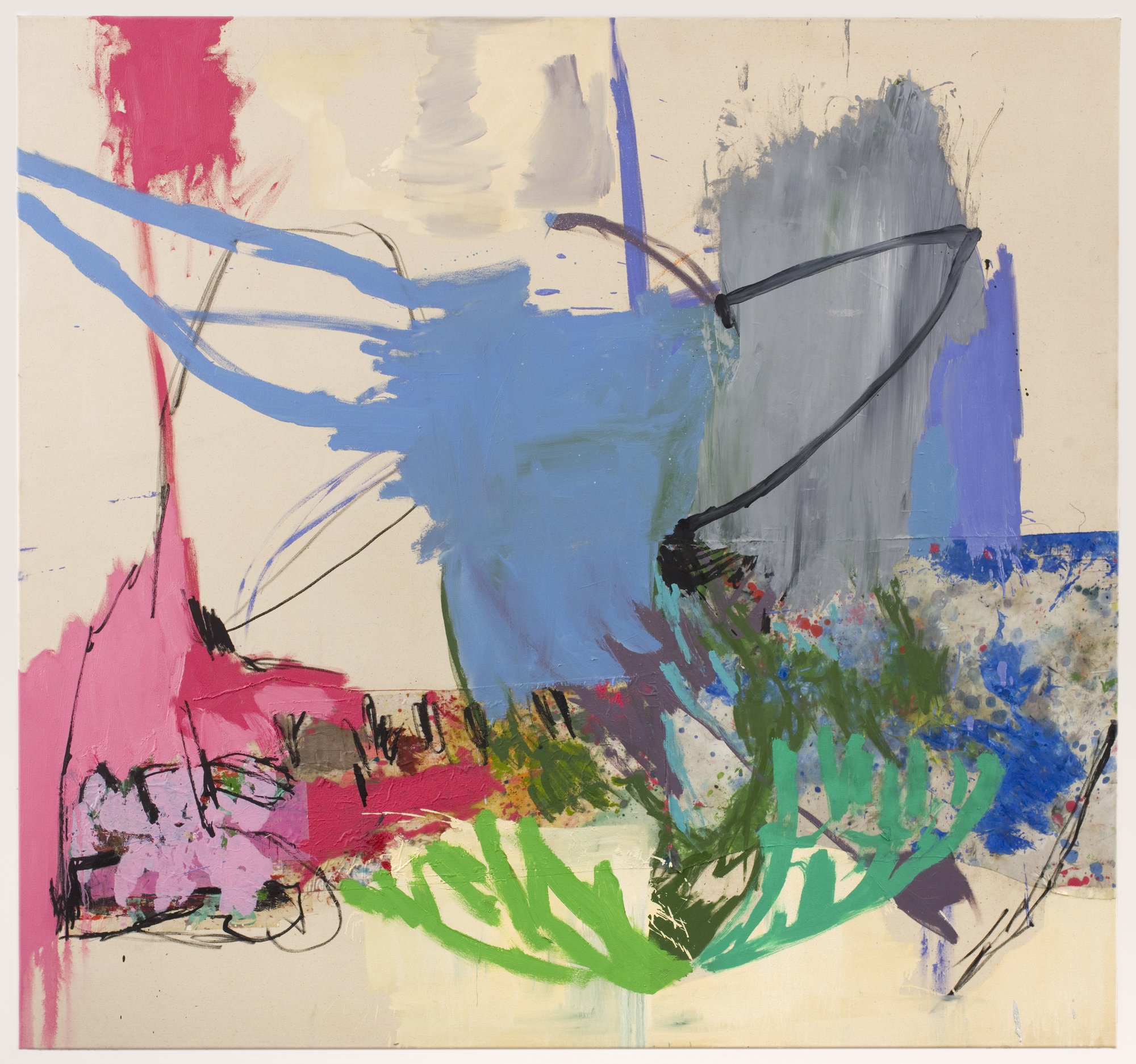 Actor, 165x175cms, Oil on bedsheet and paper on canvas, 2022