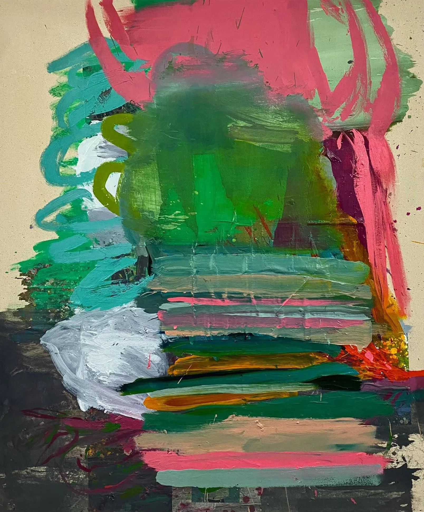 Birth, 153x127cms, Oil and paper on canvas, 2023