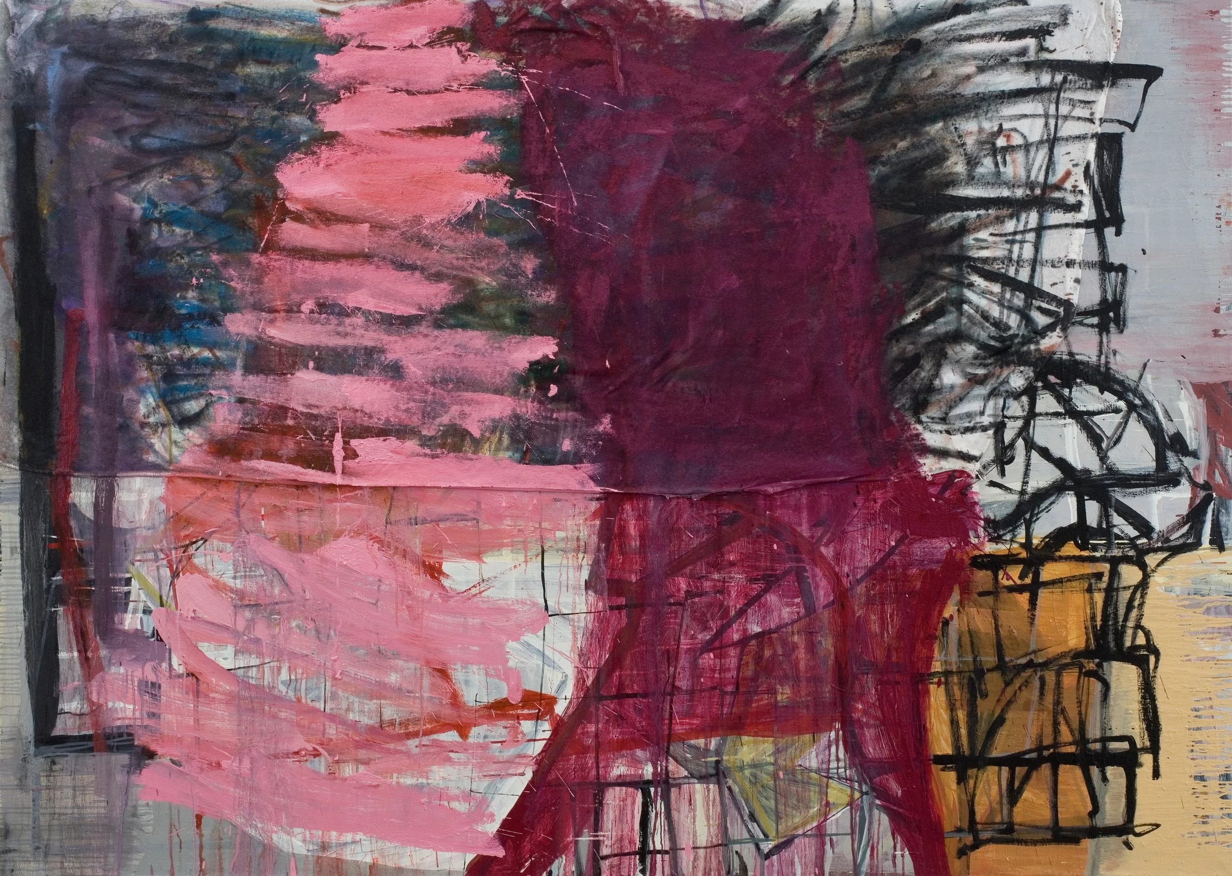 Smack, 153x213cms, Oil and bedsheet on canvas, 2003-25