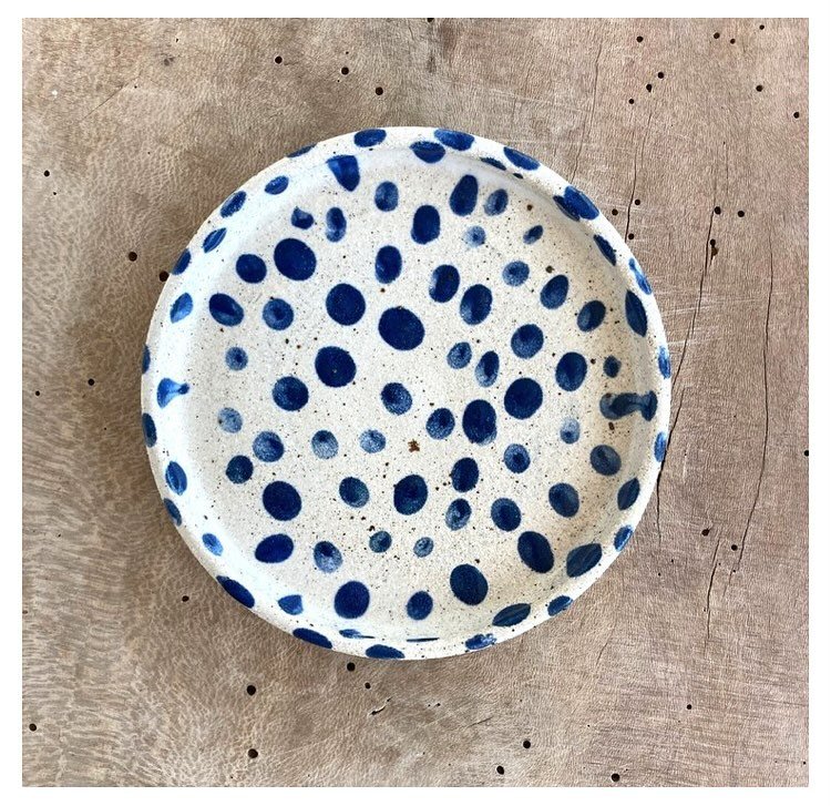 Happy Friday - Cake plate with blue polka dots is unique piece, made by me. It is one of kind ceramic, I have made recently. The plate is wheel thrown by me. I make custom orders to, let me know, if You have a wish.

CAKE PLATE SIZE approx:

height: 