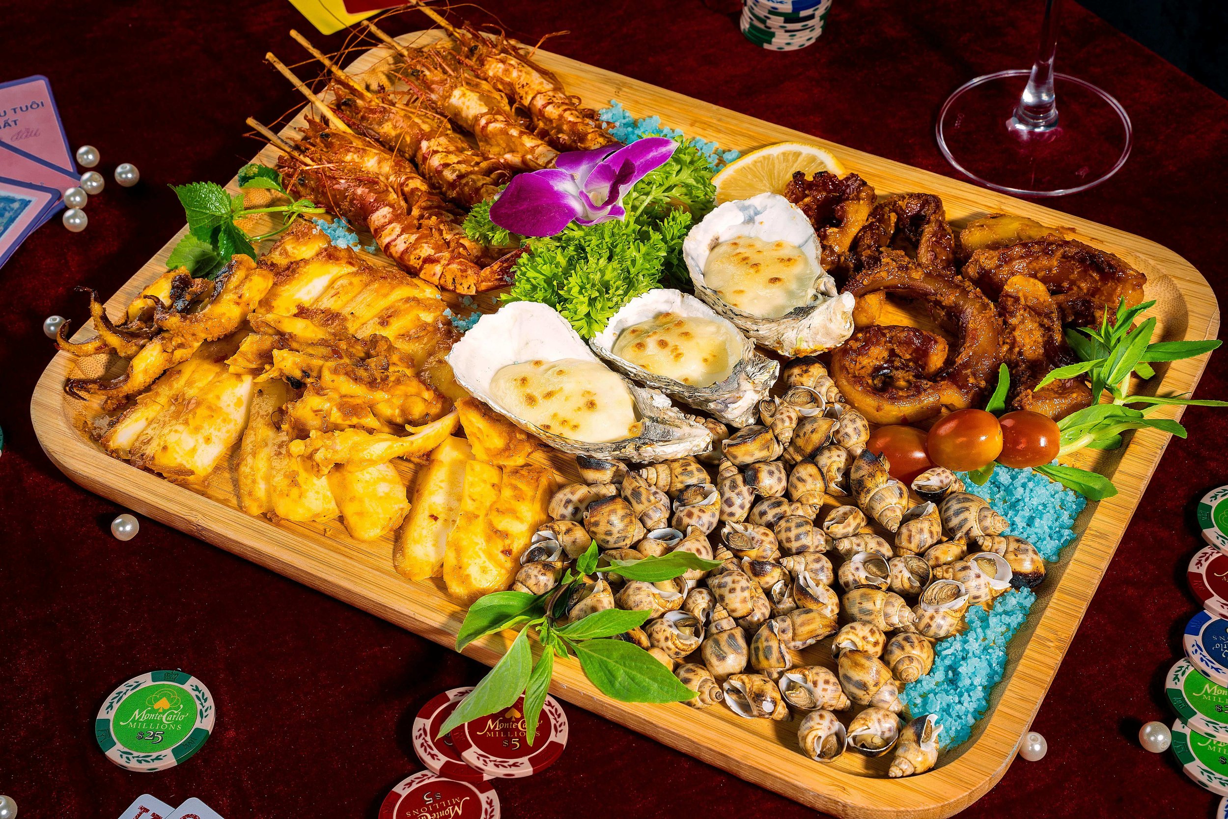 Fried clamps with seafood platter in Kittery Maine