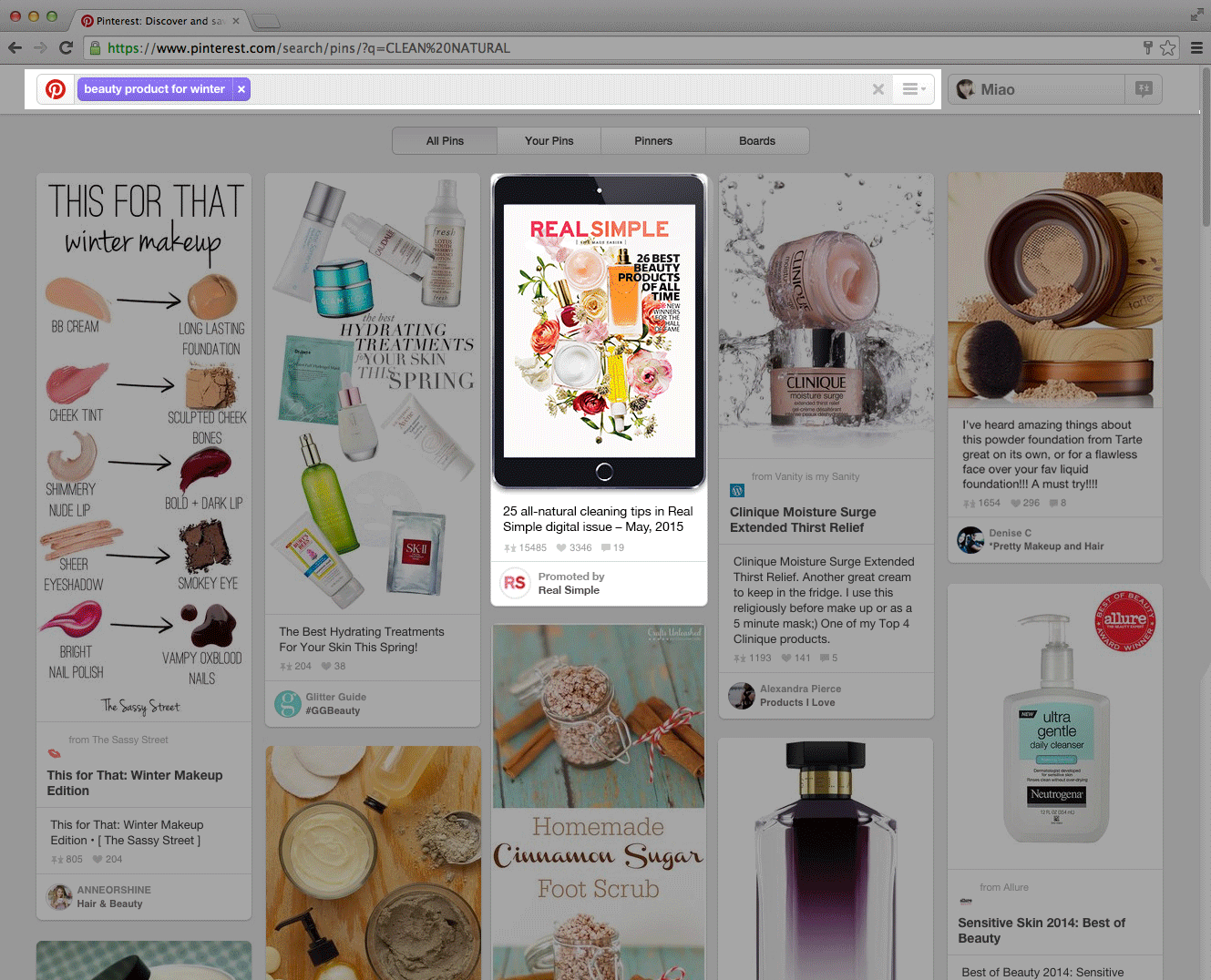 Searchable and accessible editorial content on Pinterest
