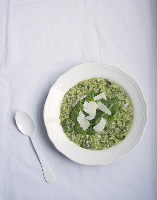 SPINACH RISOTTO WITH PARMESAN CHEESE & NUTMEG