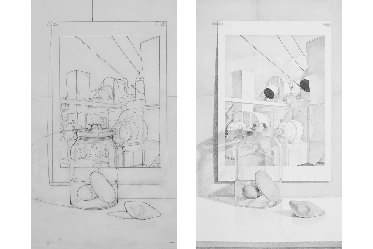 Rocks, Glass Jar with Sheeler