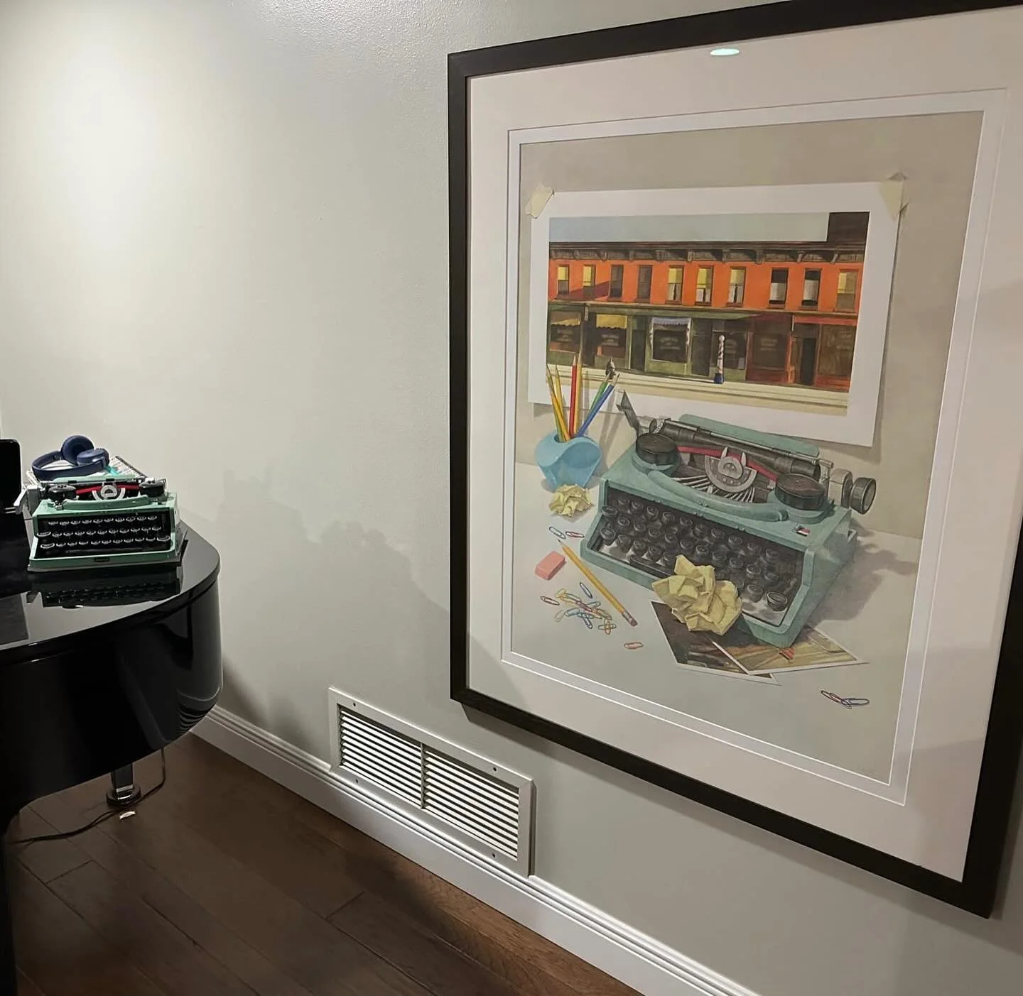 So gratifying to see this large drawing in its new home. I included the actual Lego Typewriter as it seemed it belonged with the drawing. Thank you Dan!
#ocalaart #dennisangel drawings #coloredpencil