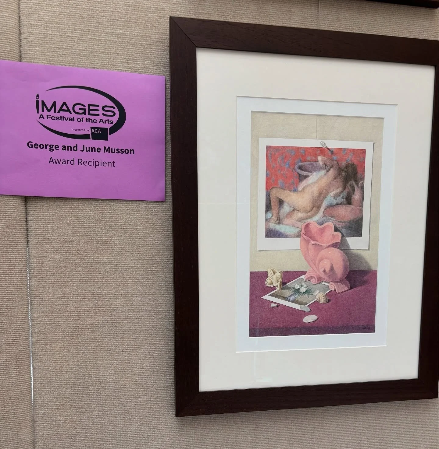Honored to receive the George and June Musson Award (2nd place) at Images Art Festival in New Myrna Beach!
#imagesartfestival #coloredpencildrawing #dennisangeldrawings