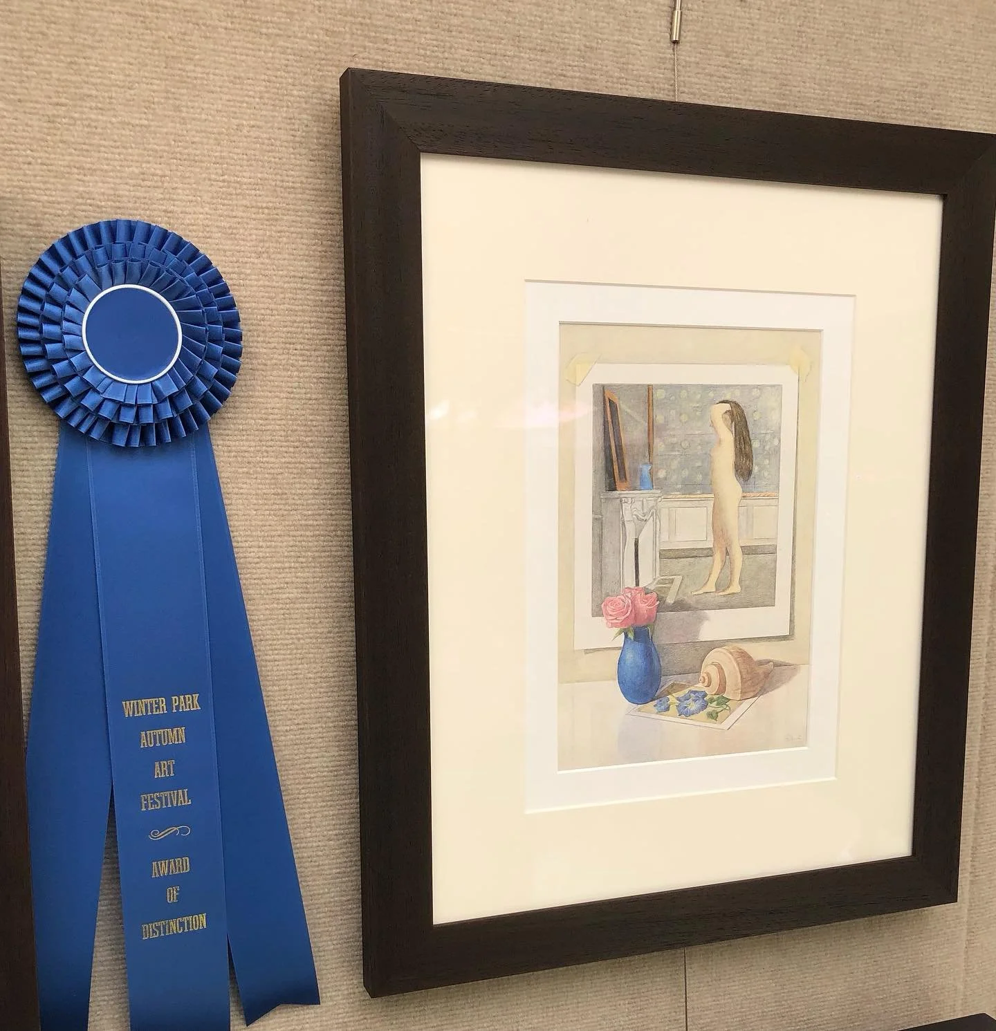 Thanks to this year&rsquo;s judge for Award of Distinction at the Winter Park Autumn Art Festival!  Beautiful weather this weekend, festival continues Sunday til 5:00
#wpaaf #coloredpencil #dennisangeldrawings