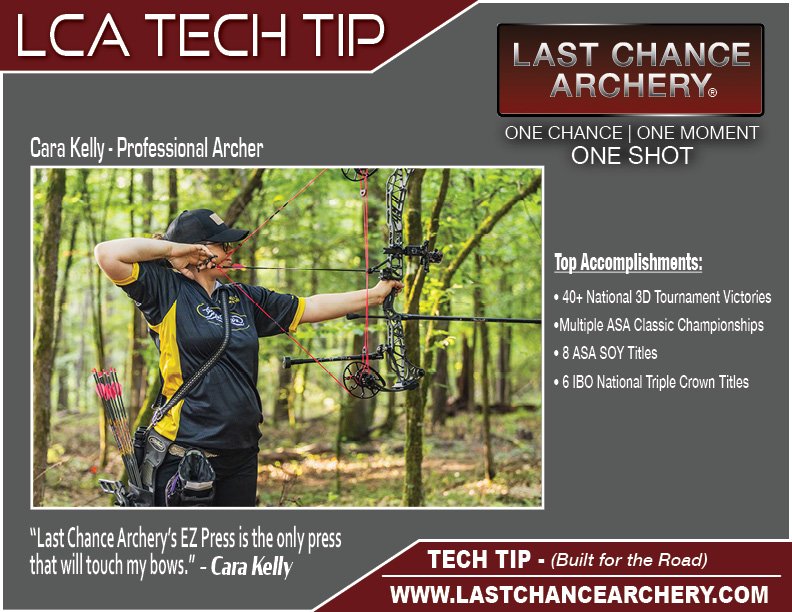 A new LCA Tech Tip will go live on the LCA website on Thursday. When you're chasing perfection across state lines, your gear has to keep up. In this article, professional archer Cara Kelly shares how the Pack‑N‑Go Portable Bow Press has become her mo