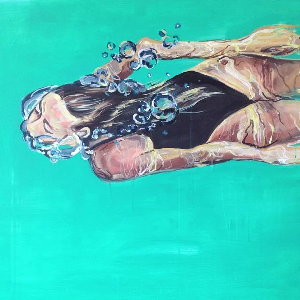 "The Swimmer" 36X48 IN Acrylic on Canvas SOLD