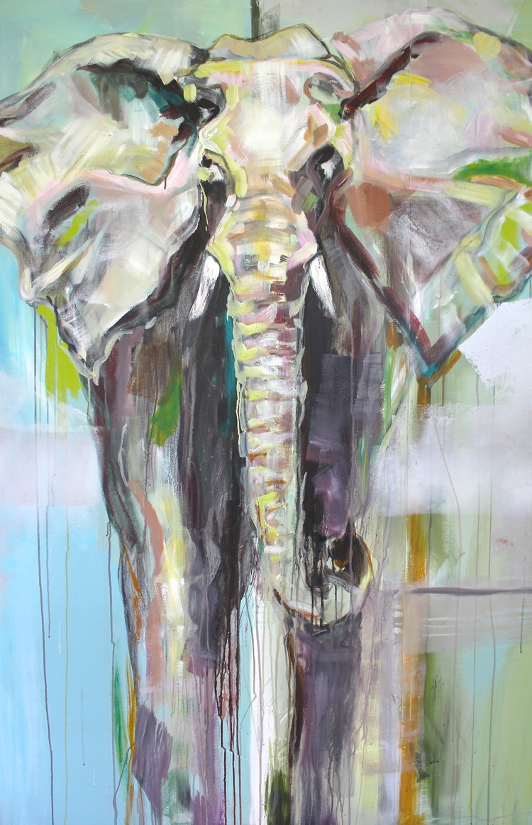 "Untitled Elephant" 72x52 IN Acrylic & Oil on Canvas SOLD