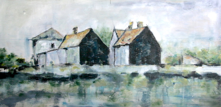 "Bournemouth Harbor" 36X50 IN Acrylic & Oil On Panel SOLD