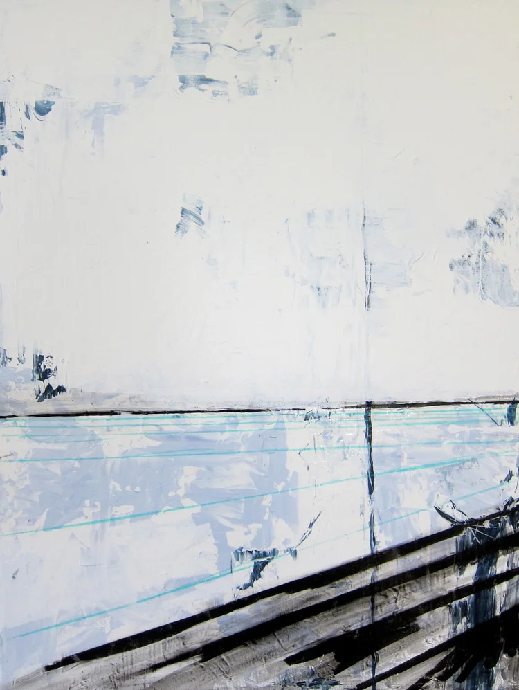 "Rye Beach Tide Lines" 48X36 IN Acrylic & Oil on Canvas SOLD