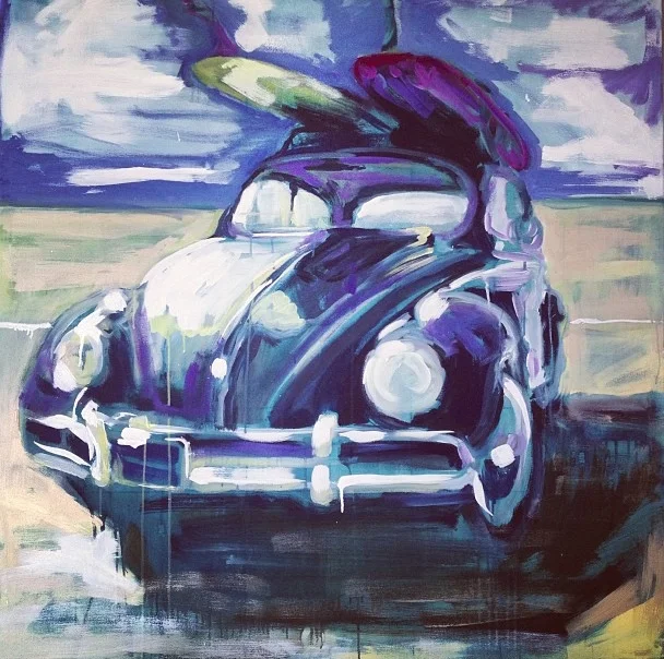"Vintage Surf Bug" 52X52 IN Acrylic & Oil on Canvas SOLD