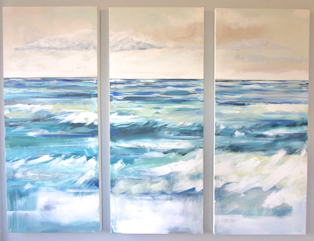 "Turquoise Tides" 58X24 IN Each Acrylic on Canvas SOLD