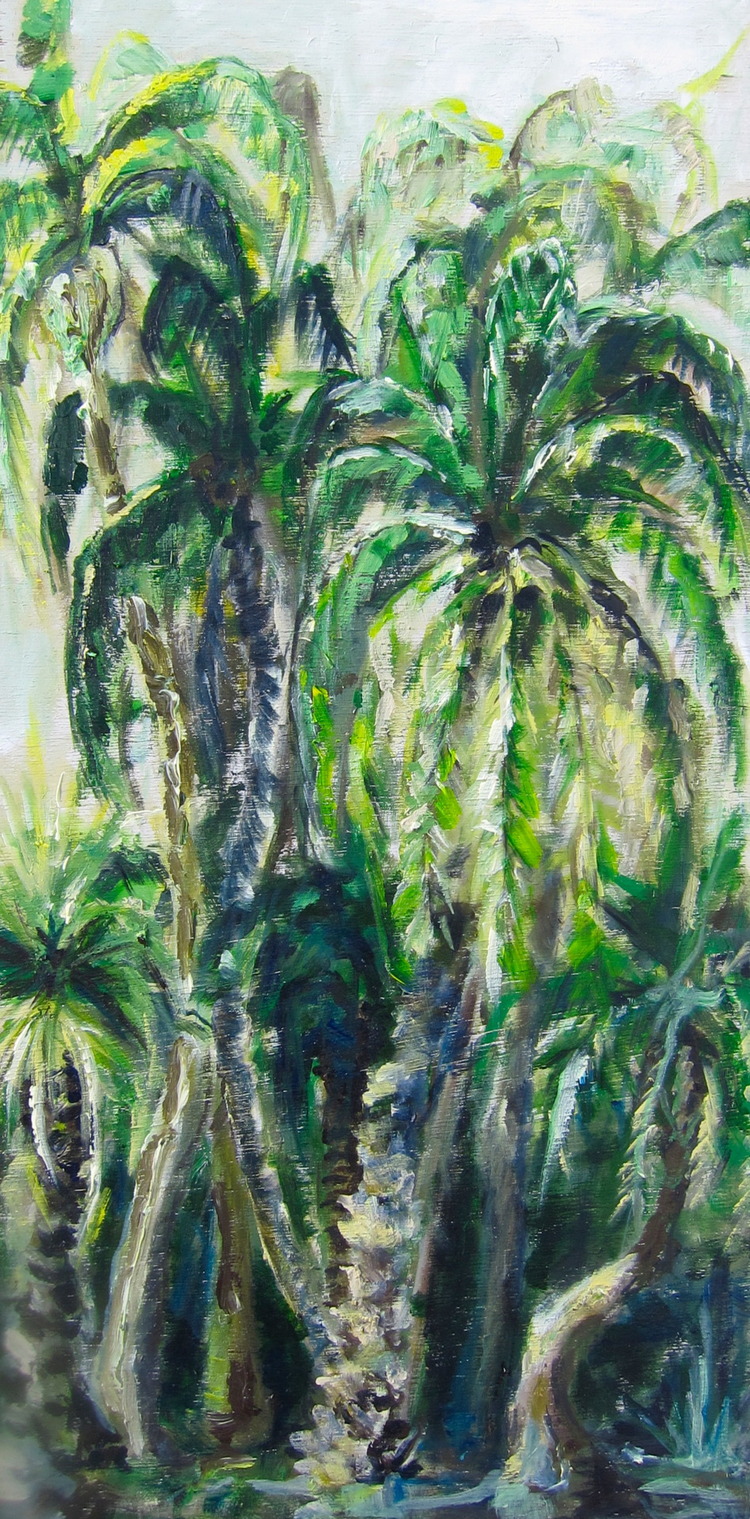 "Australian Palms" 24X12 IN Oil on Wood SOLD
