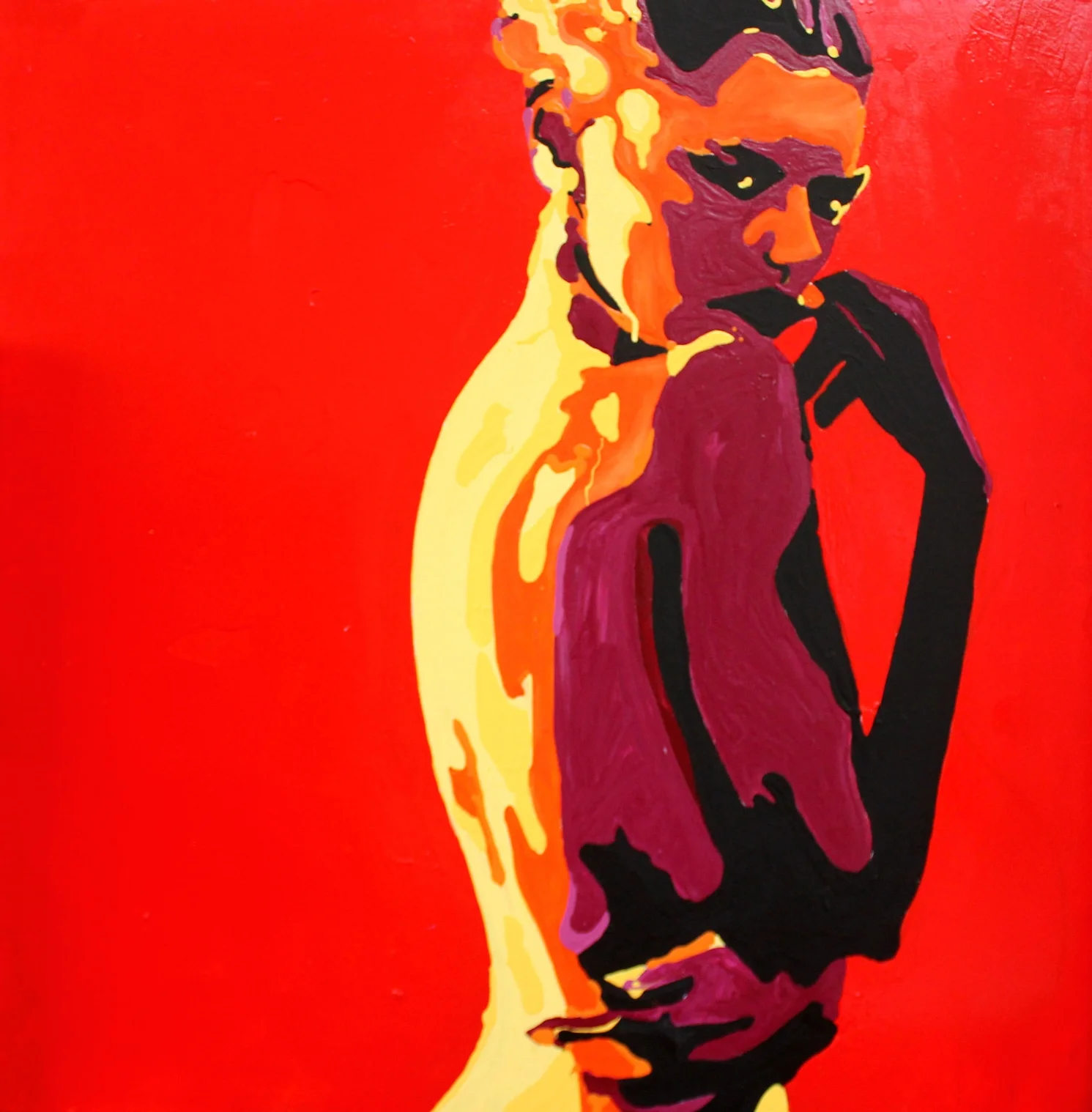 "Tangerine Sun" Acrylic & Oil on Canvas 38x38 IN FOR SALE $2,400