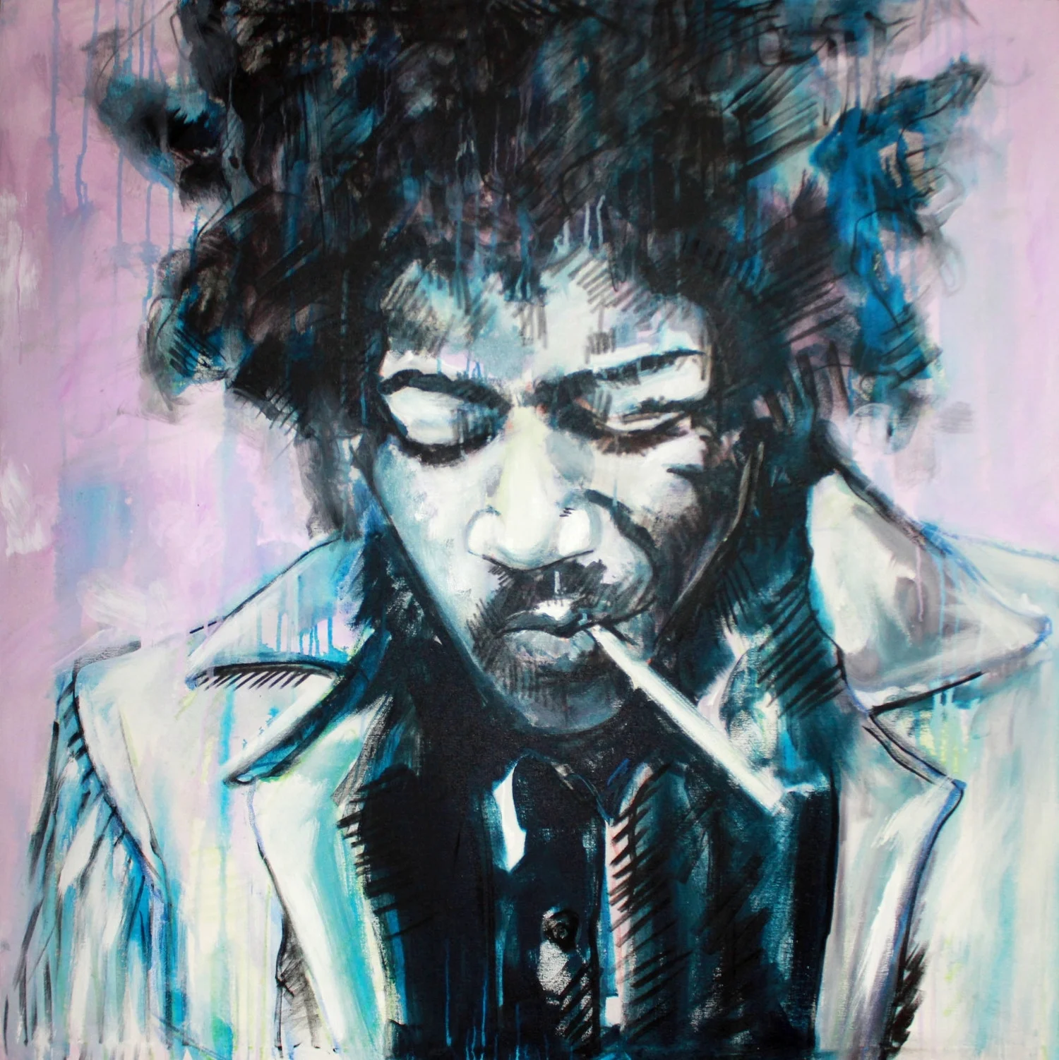 "JIMI" 49x49 IN Acrylic on Canvas FOR SALE $4,500