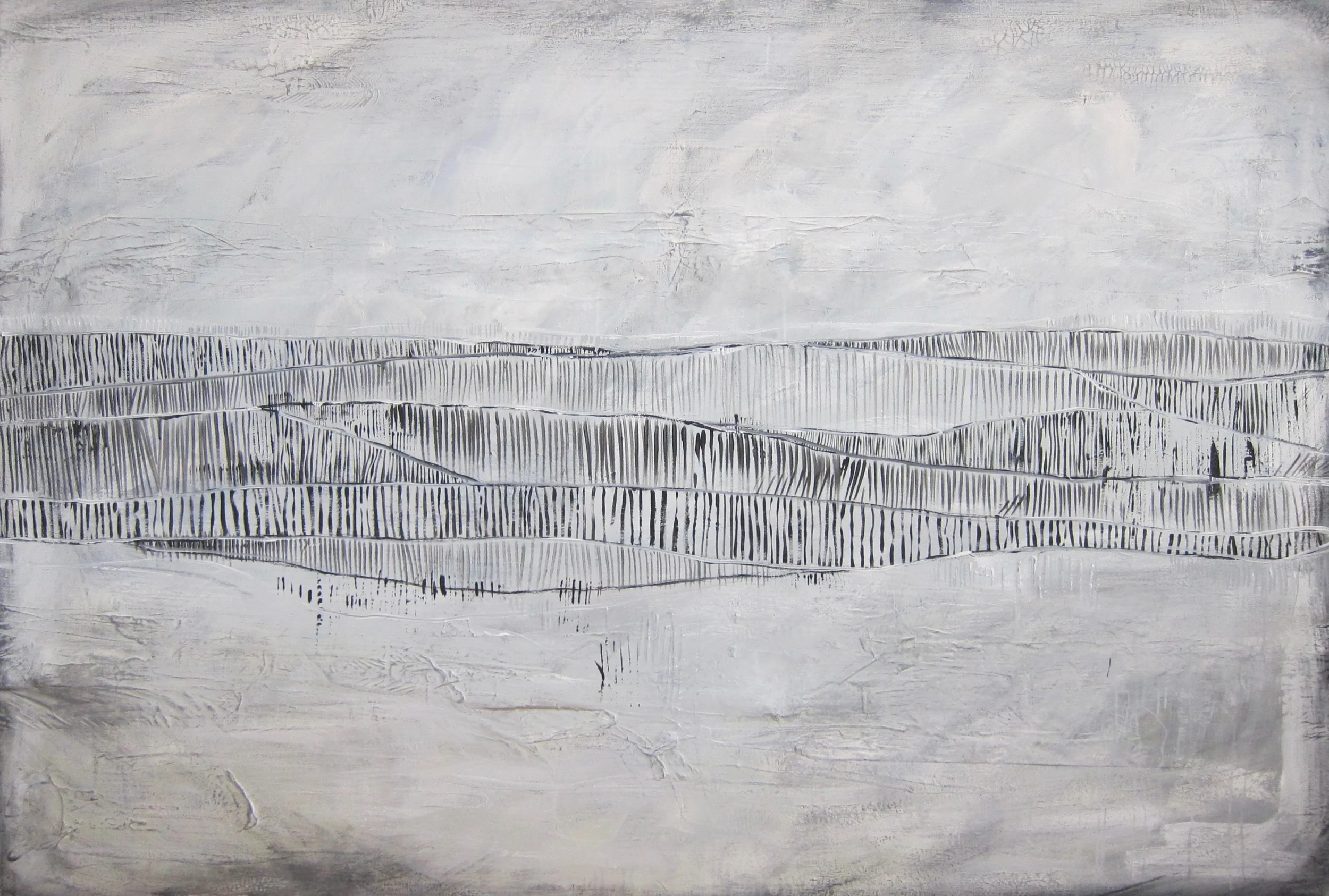 "Fences" 48X72IN Acrylic & Oil on Newspaper on Canvas SOLD