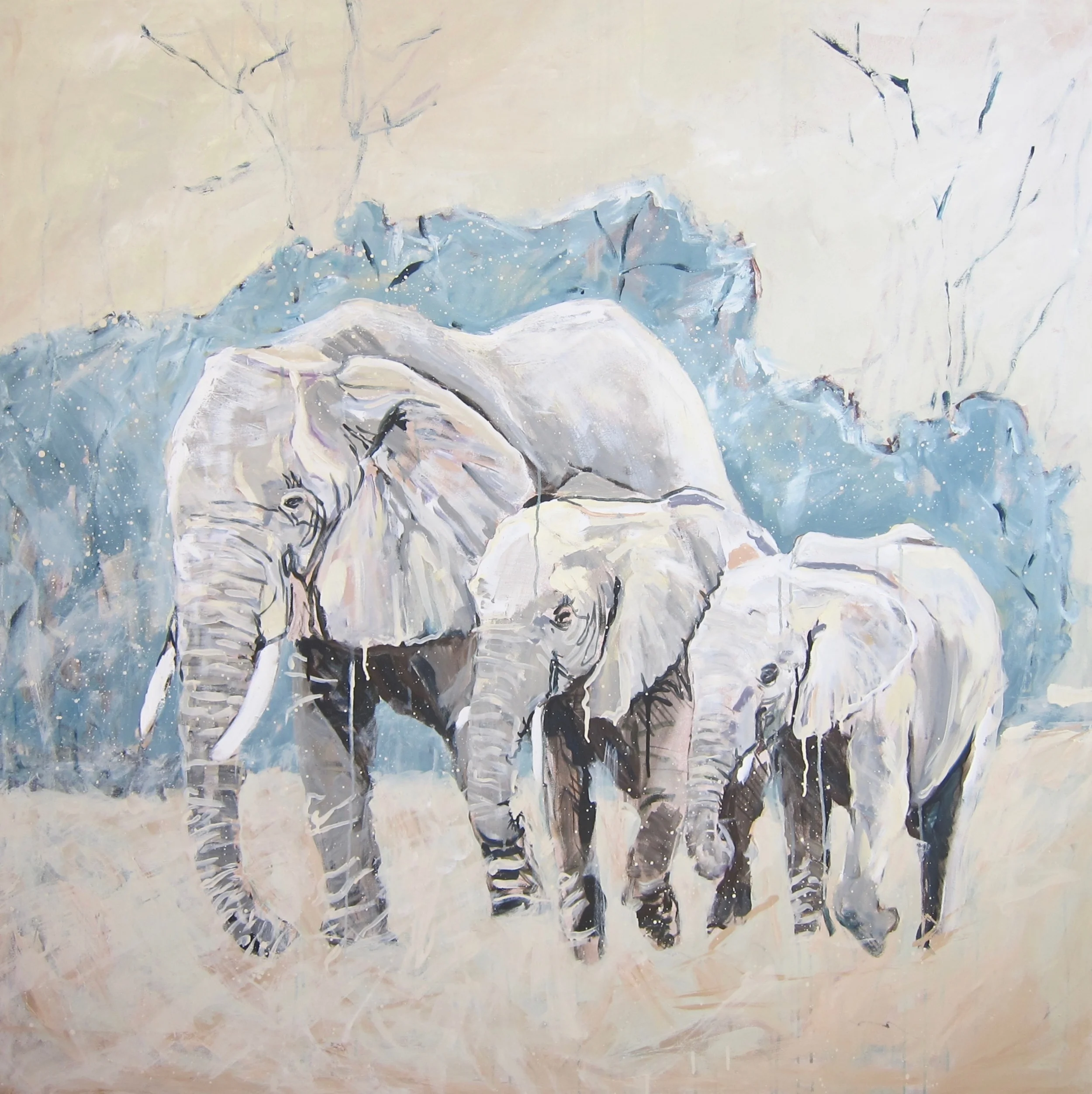 "Tribal Drift" 60X60 IN Acrylic & Oil on Canvas SOLD