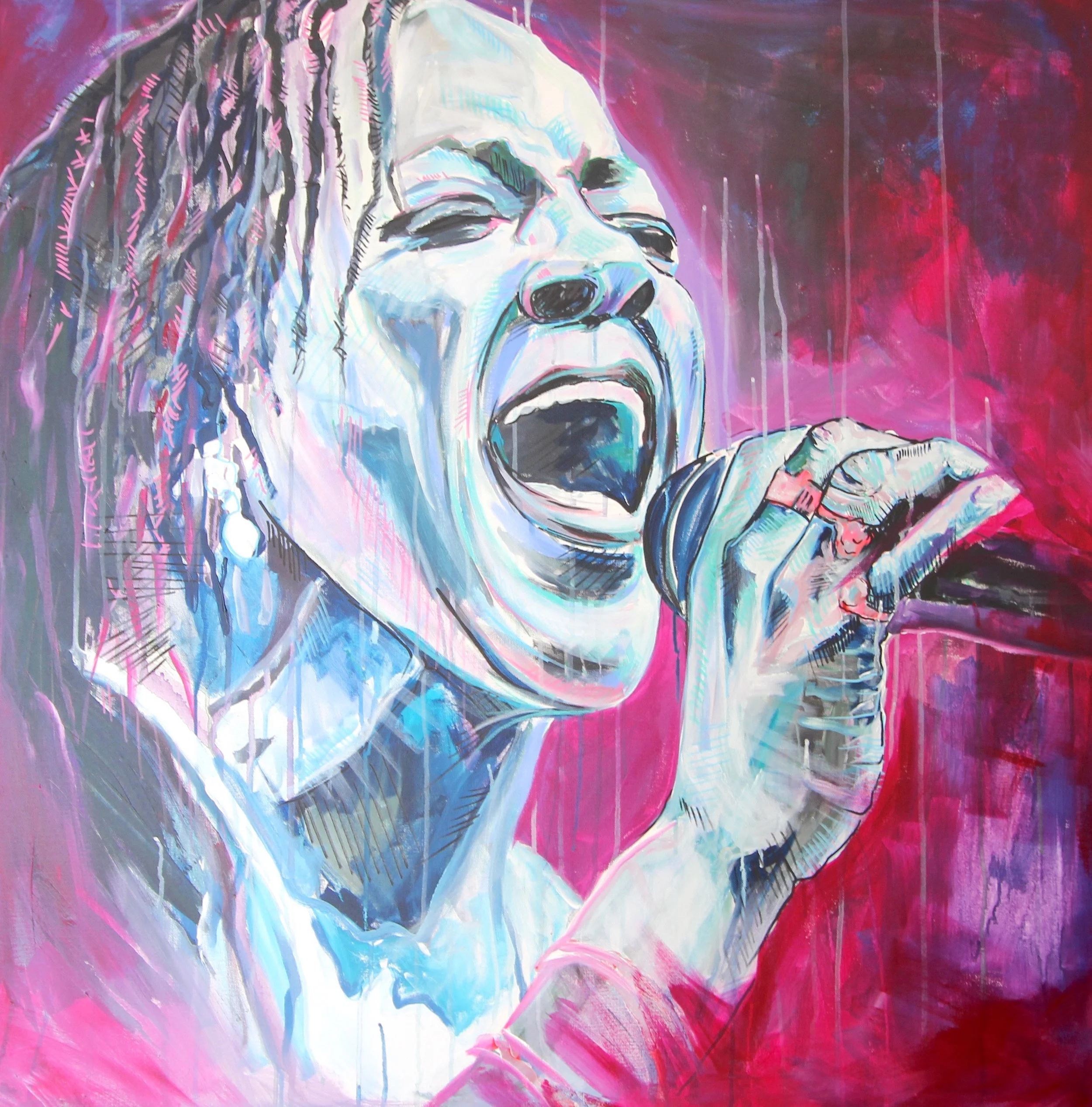 "Sharon Jones" 42X42 IN Acrylic on Canvas SOLD