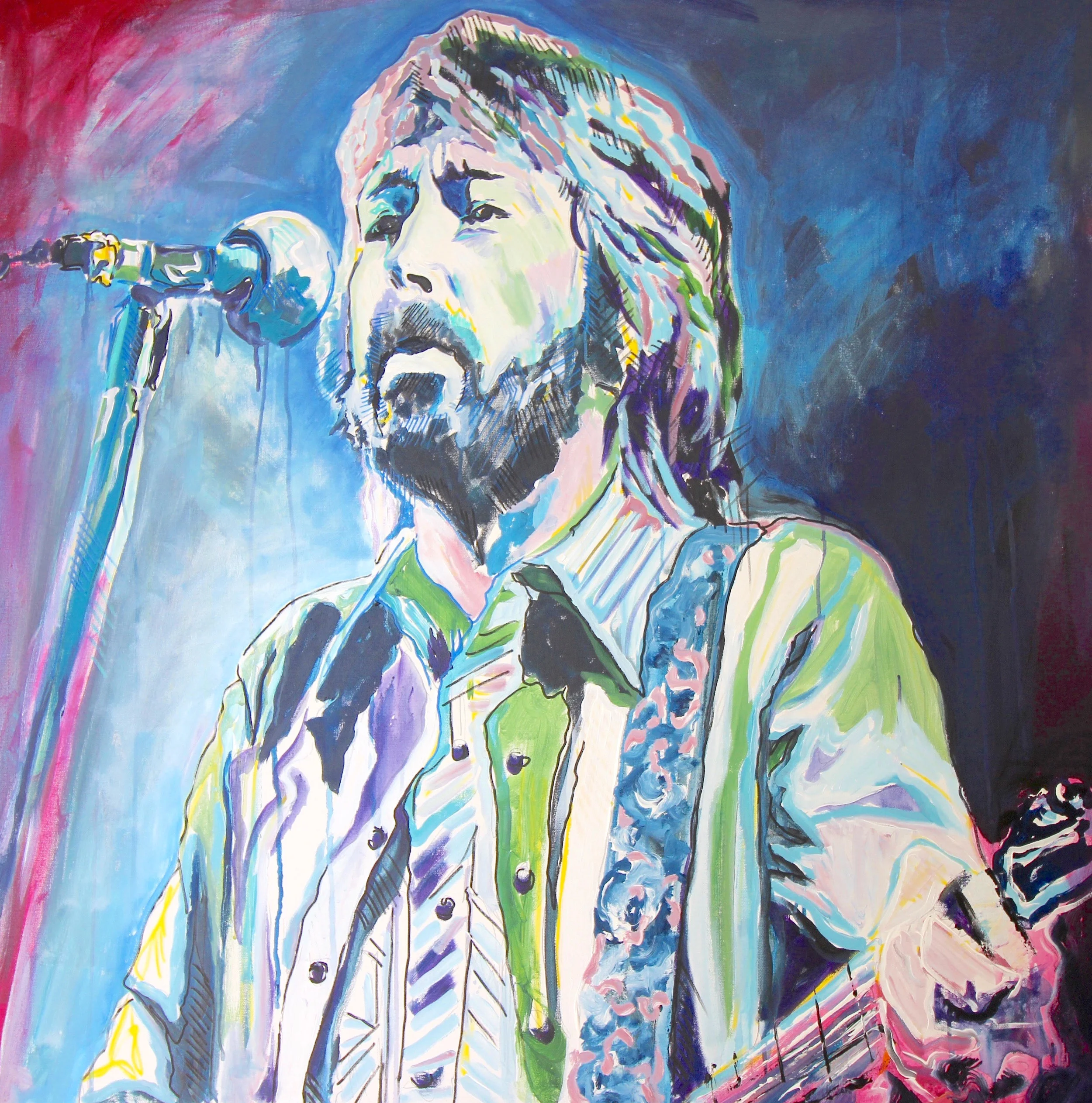 "Eric Clapton" 42X42 IN Acrylic on Canvas SOLD