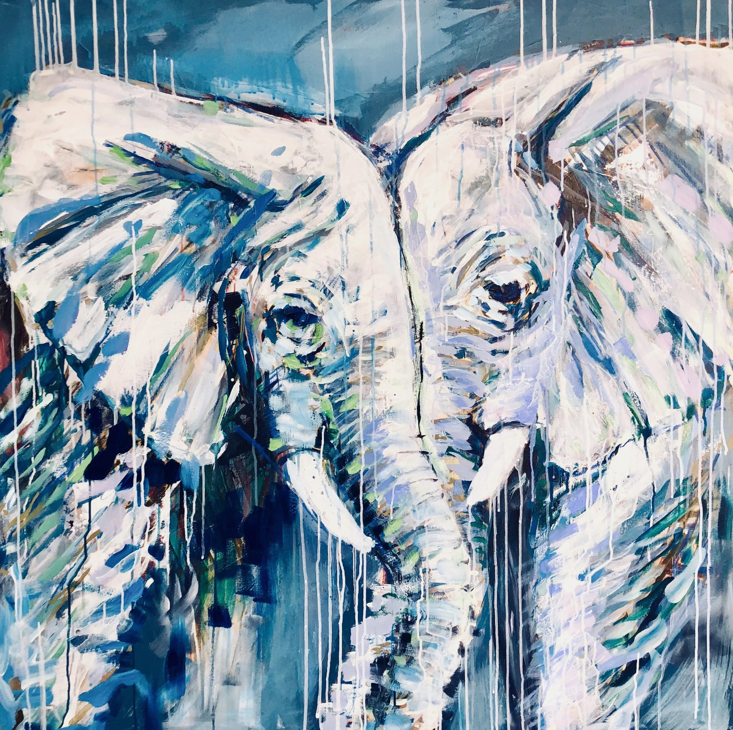 "Blue" 48X48 IN Acrylic & Oil on Canvas FOR SALE $5,500