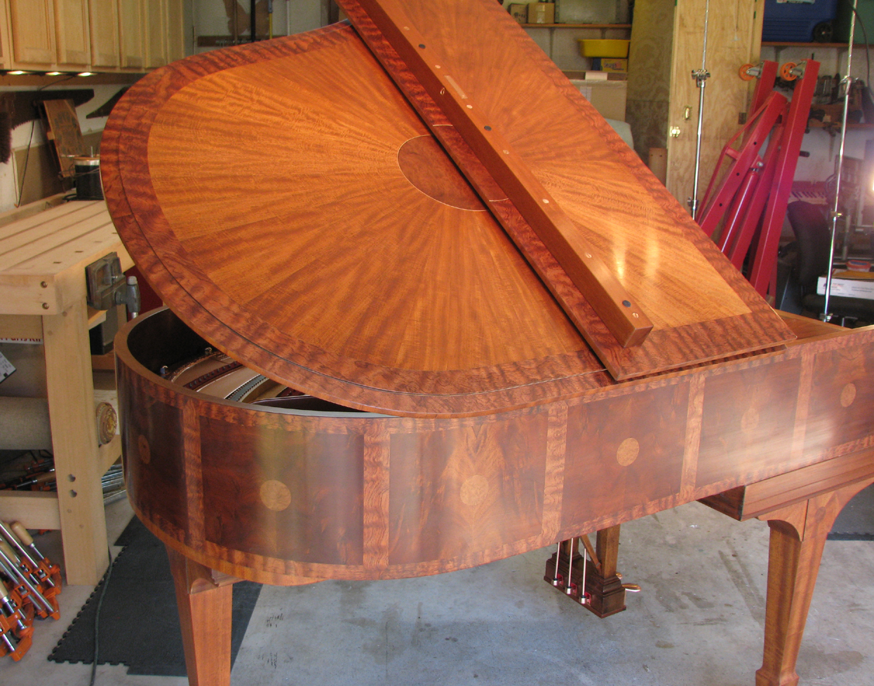  Steinway &amp; Sons "Sunburst" veneer project. Veneer design and execution by Watson Piano Works, 2015. 