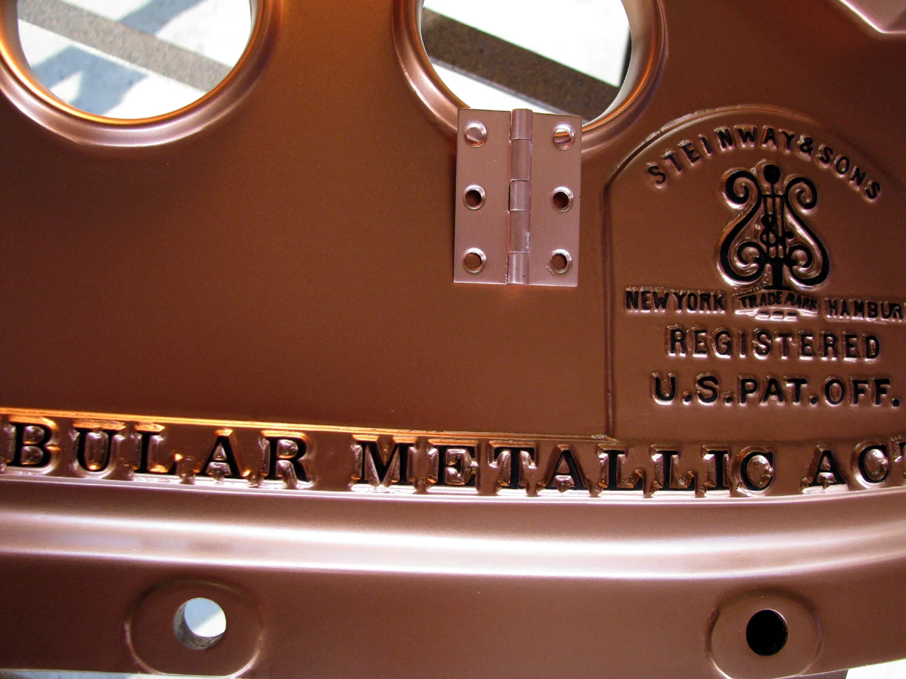 Custom copper-plated hardware and matching copper plate finish. 2015.